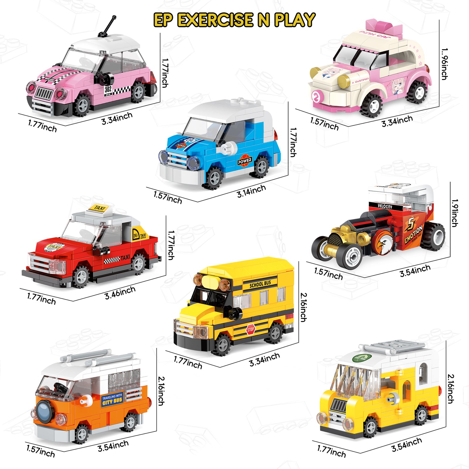 Exercise N Play Mini Racing Car Toy Vehicle Set - 180 Pcs