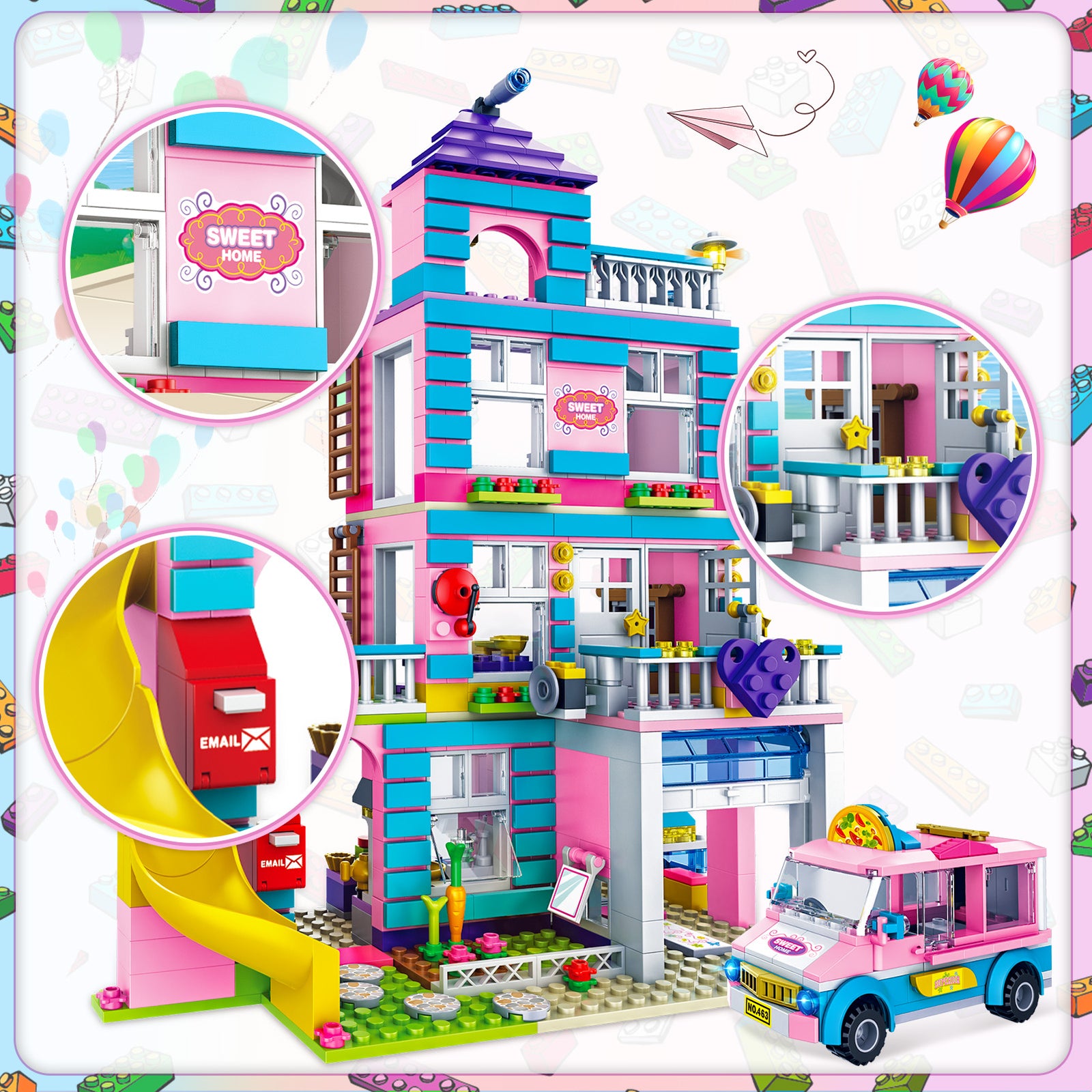 Exercise N Play Story Girls Friends House Set Toys - 822 Pcs