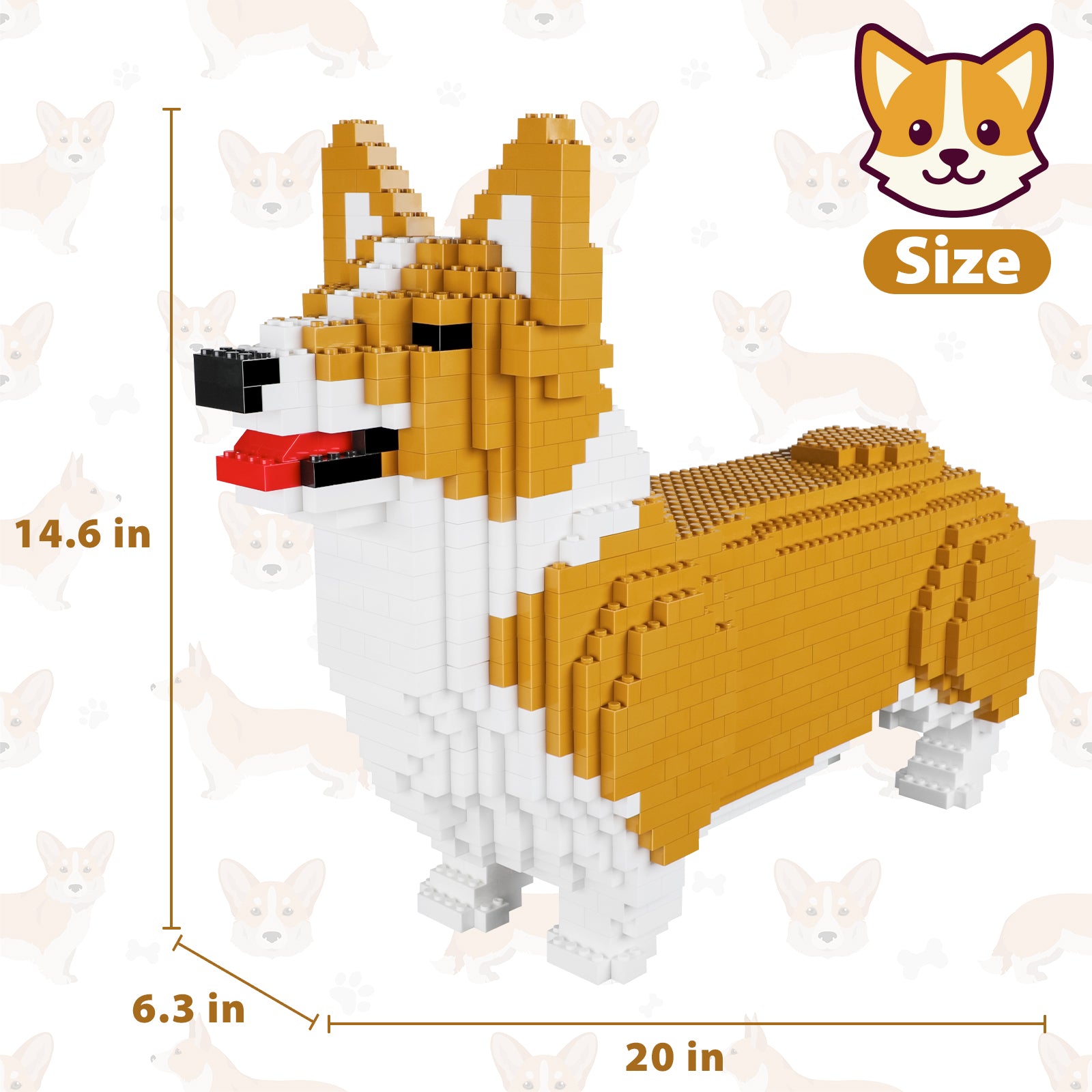 Exercise N Play Corgi Dog Miniature Blocks Set - 1520 Pcs