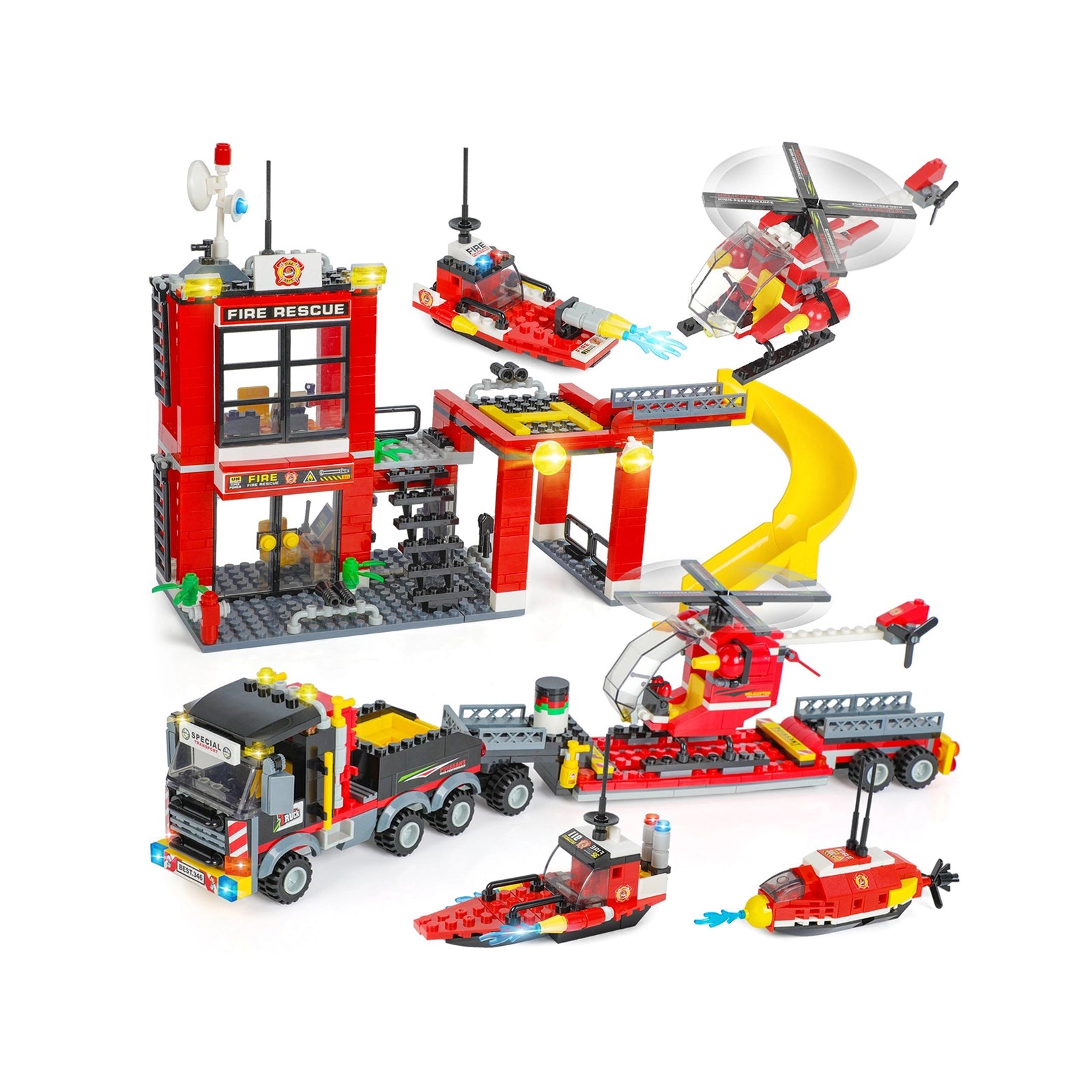 Exercise N Play City Fire Trailer Blocks Bricks Sets - 971 Pcs