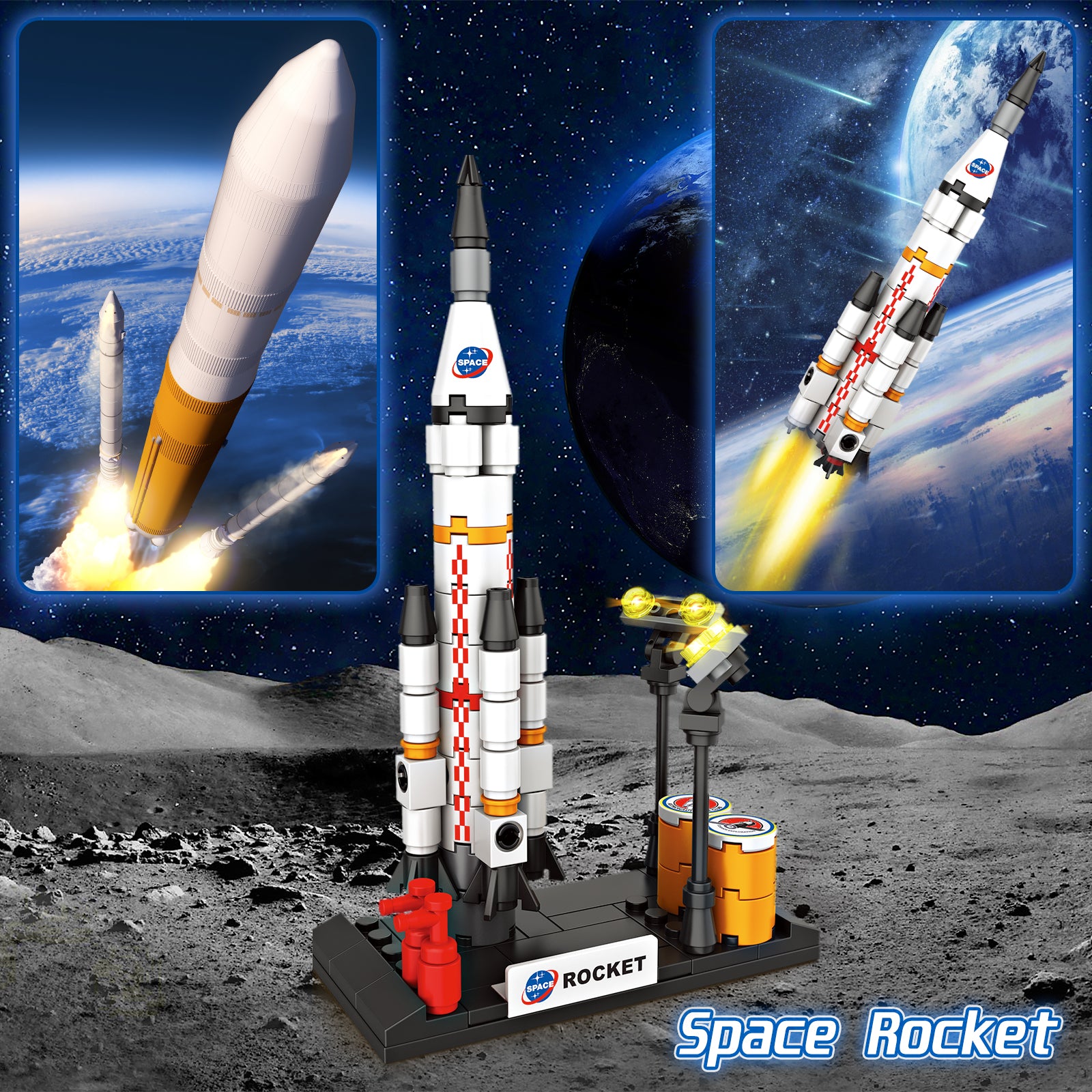 Exercise N Play Space Rocket Launch Center Brick Set - 455 Pcs