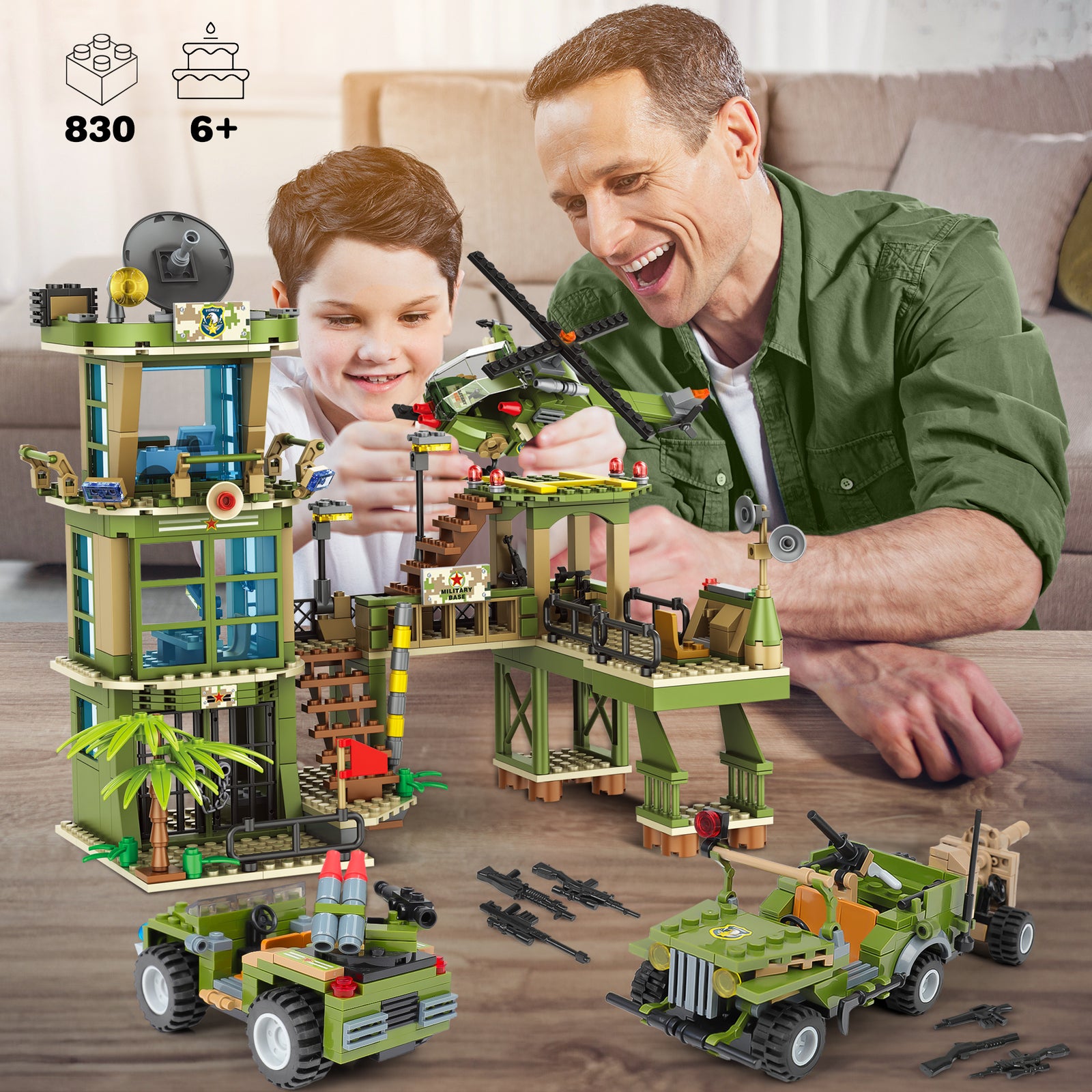 Exercise N Play Jungle Military Station Brick Set - 830 Pcs