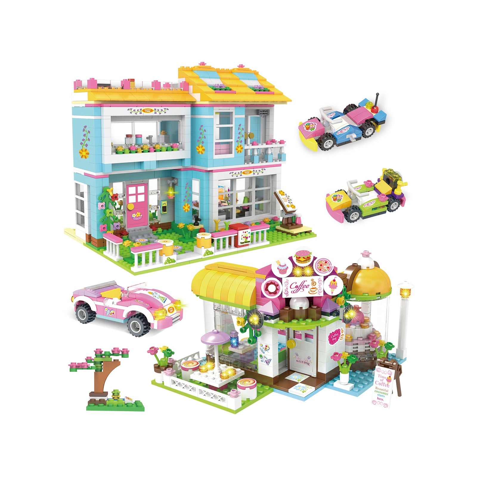 Exercise N Play City House & Coffee Shop Brick Minis Set - 1422 Pcs