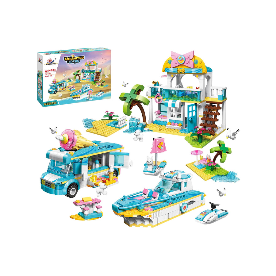 Exercise N Play Vacation Beach House Toy Bricks Sets - 948 Pcs