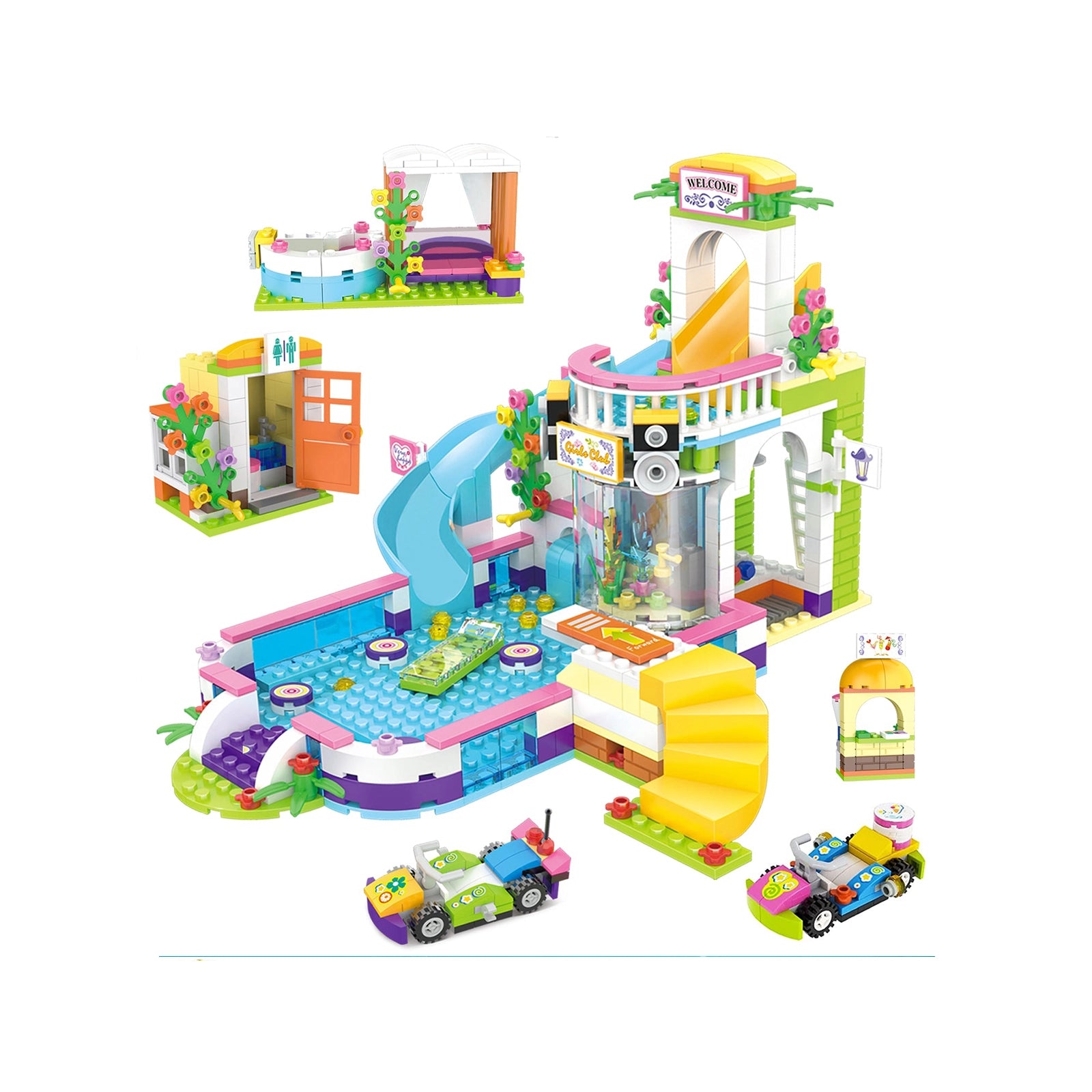 Exercise N Play Water Park Brick Construction Toy Sets - 727 Pcs