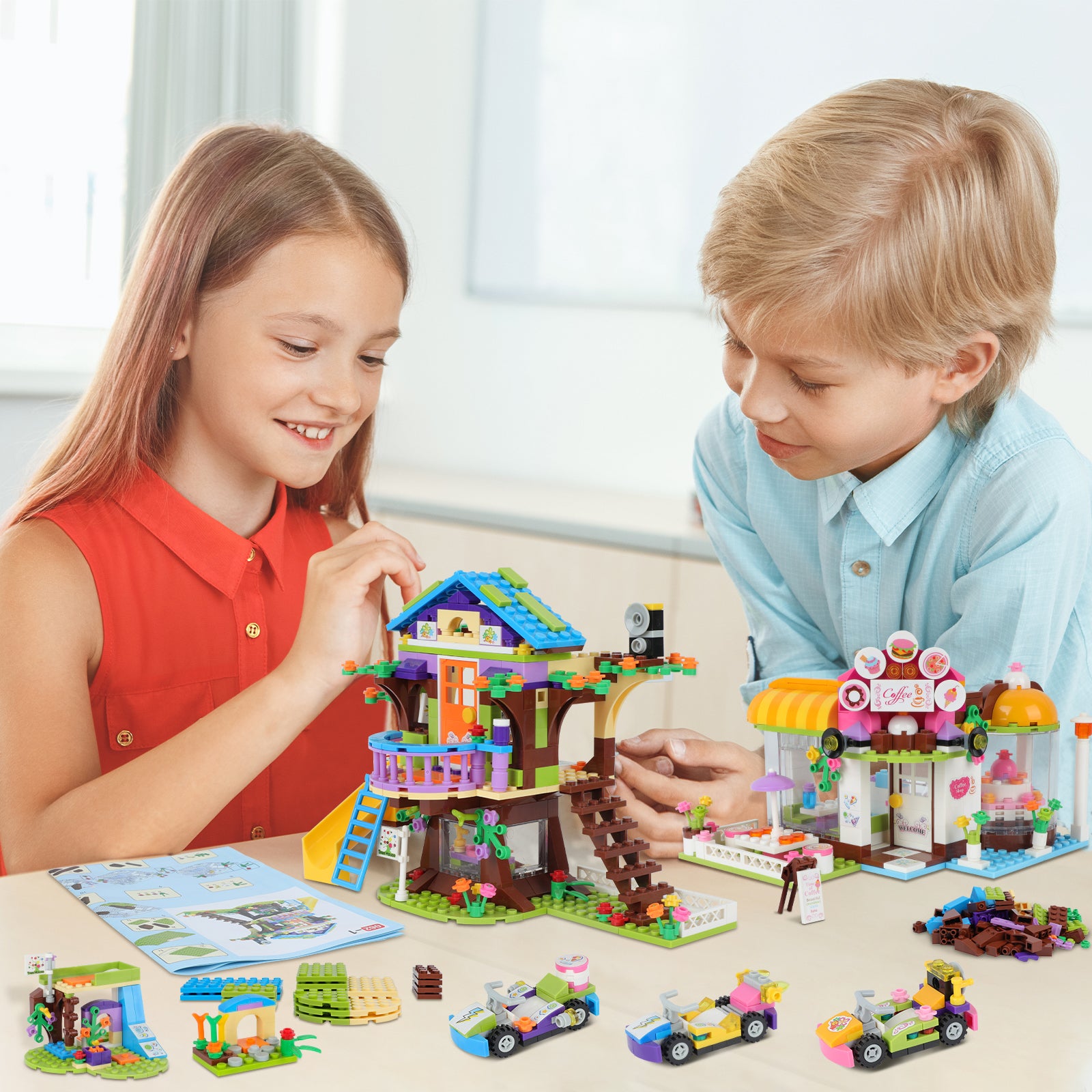 Exercise N Play Street Coffee Shop & Treehouse 2 IN 1 Construction Toys - 960 Pcs