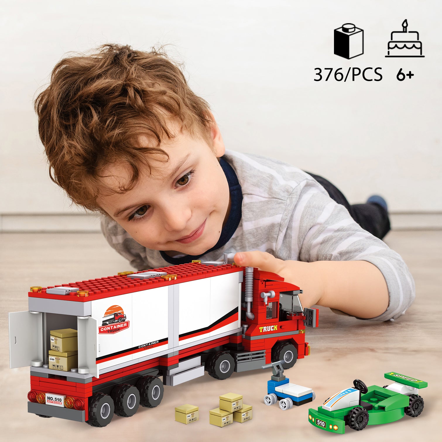 Exercise N Play Red Semi-Trailer Truck Toddler Toy - 376 Pcs