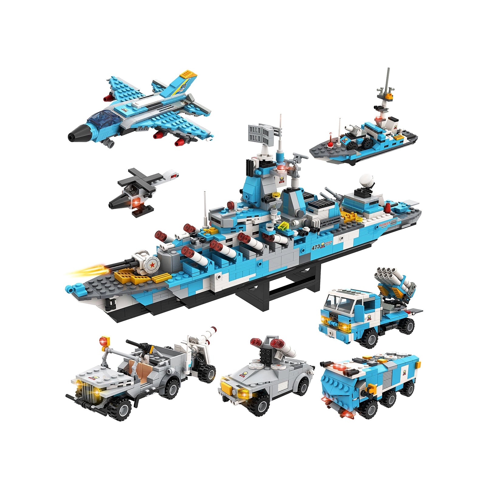 Exercise N Play Navy Cruiser Warship Brick Minis Set - 1293 Pcs