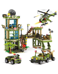 Exercise N Play Jungle Military Station Brick Set - 830 Pcs
