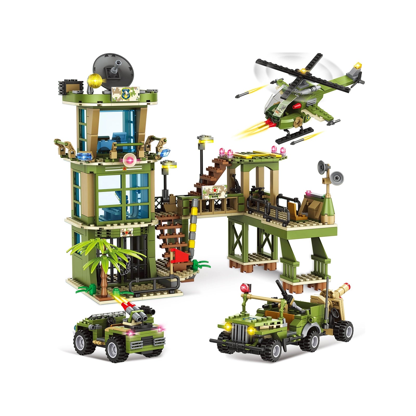 Exercise N Play Jungle Military Station Brick Set - 830 Pcs