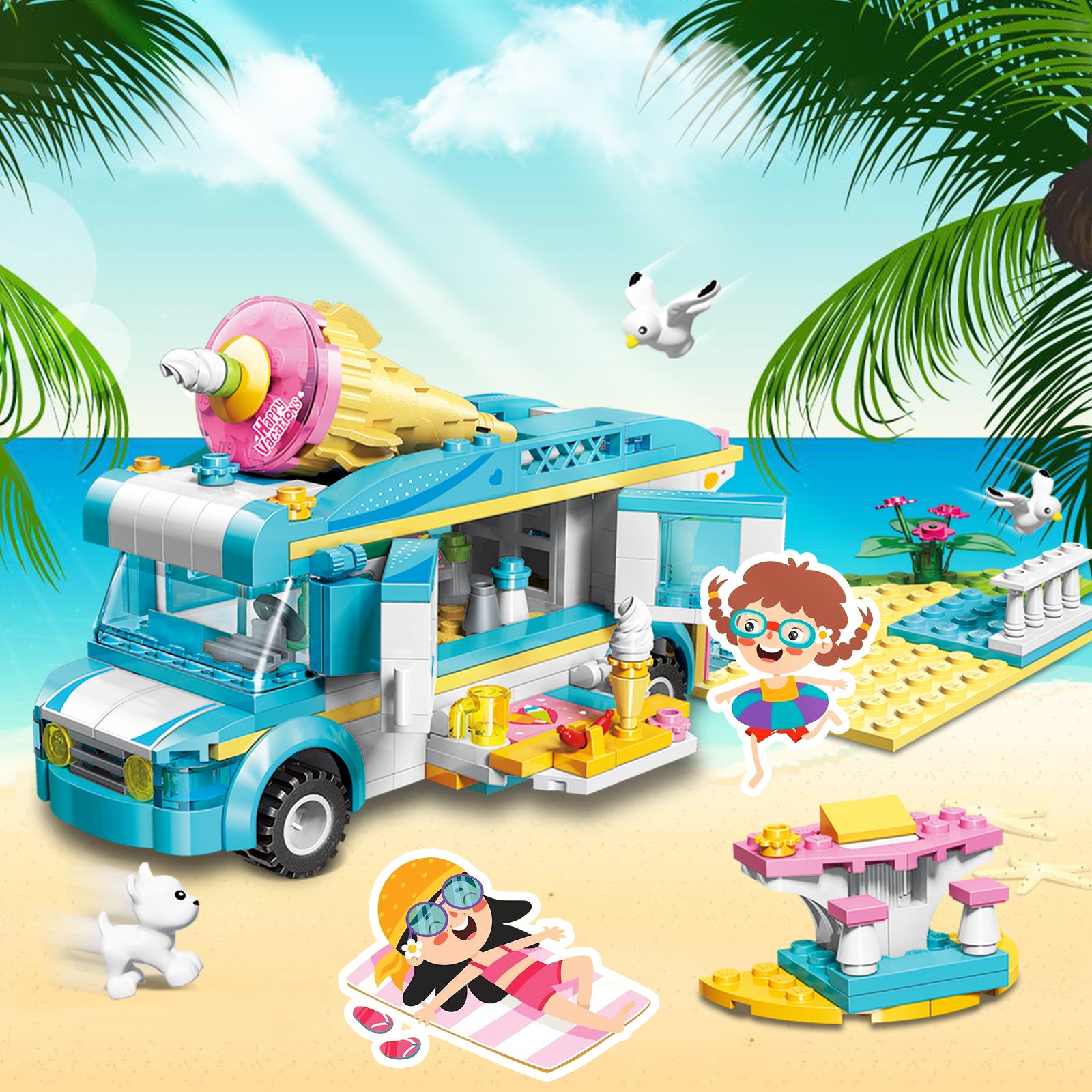 Exercise N Play Vacation Beach House Toy Bricks Sets - 948 Pcs