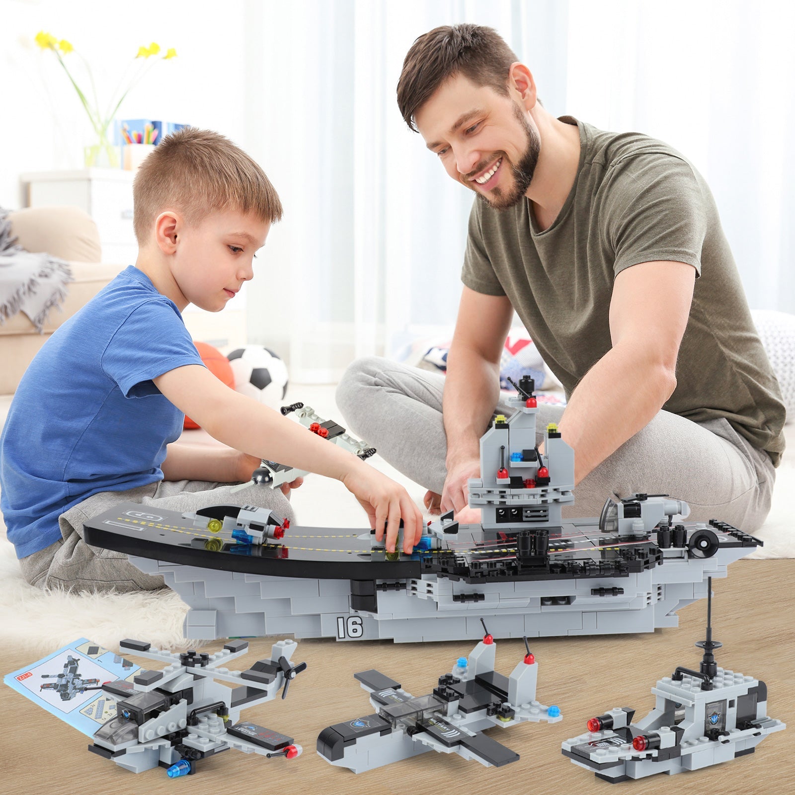 Exercise N Play Navy Aircraft Carriers Tiny Building Blocks Toys - 1320 Pcs