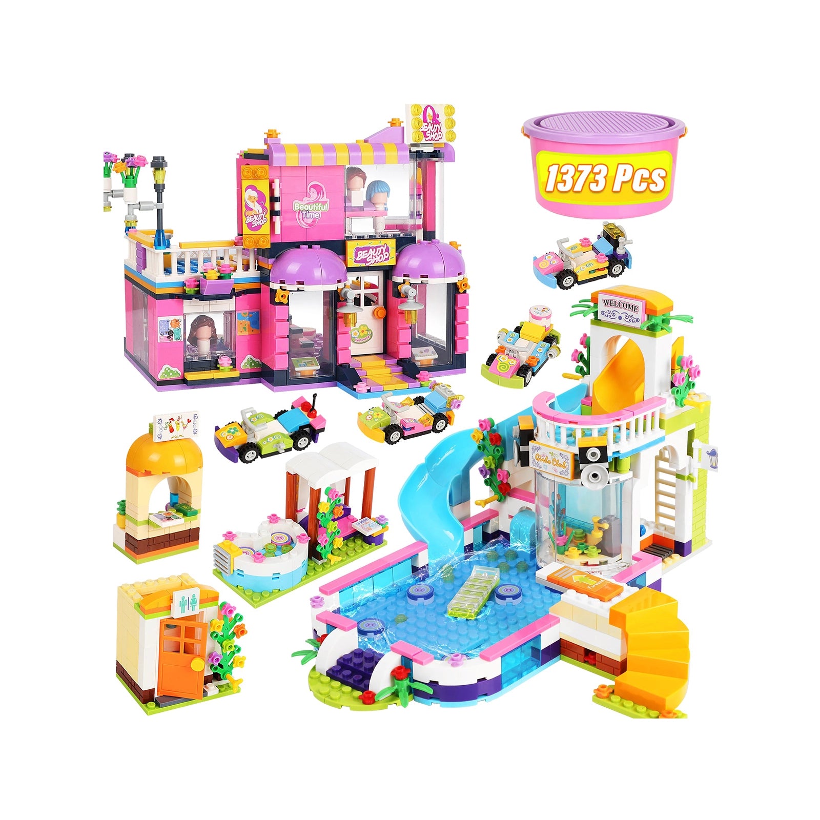 Exercise N Play Water Park & Barber Shop Blocks For Toddlers - 1373 Pcs