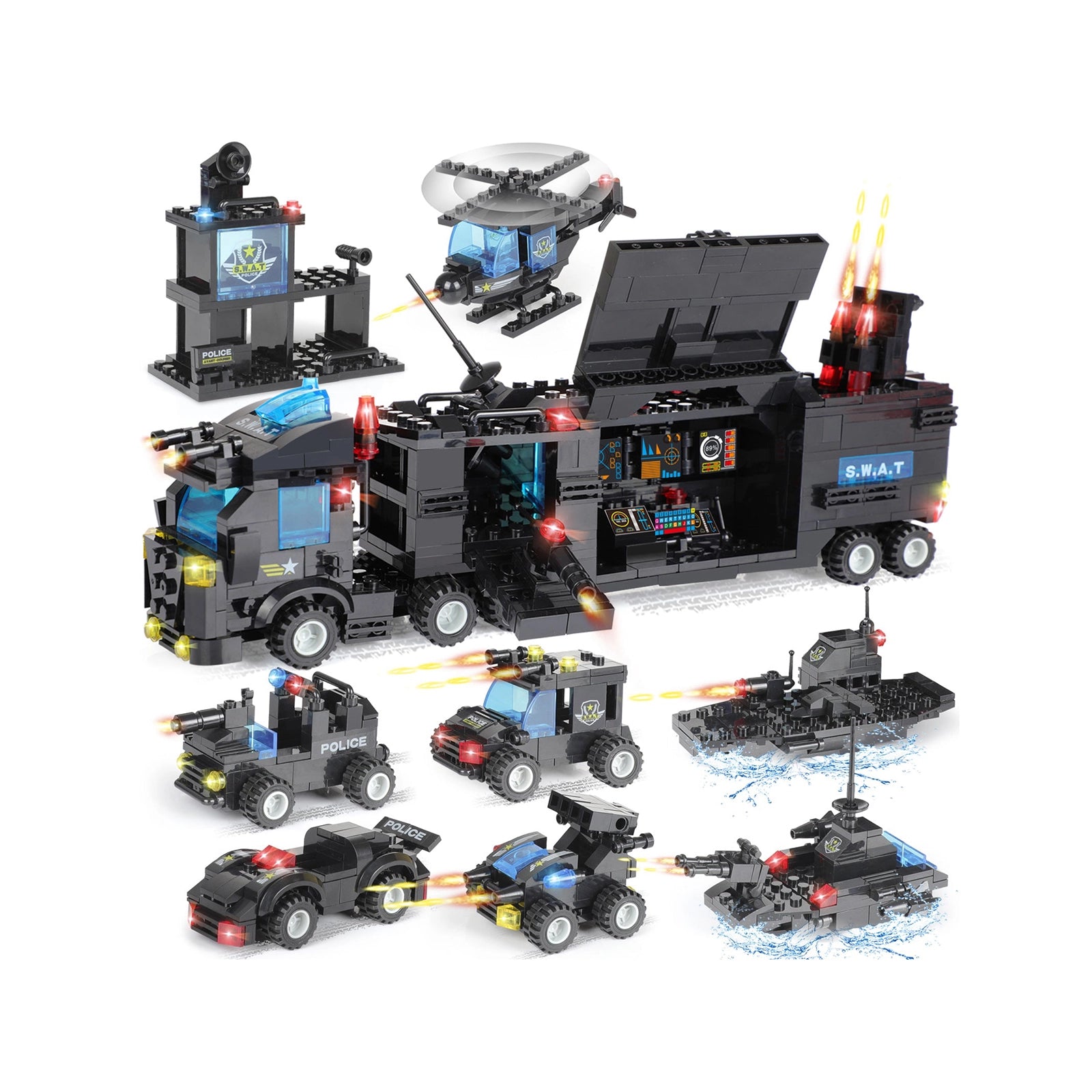 Exercise N Play SWAT Vehicle Bricks Blocks Sets - 1110 Pcs