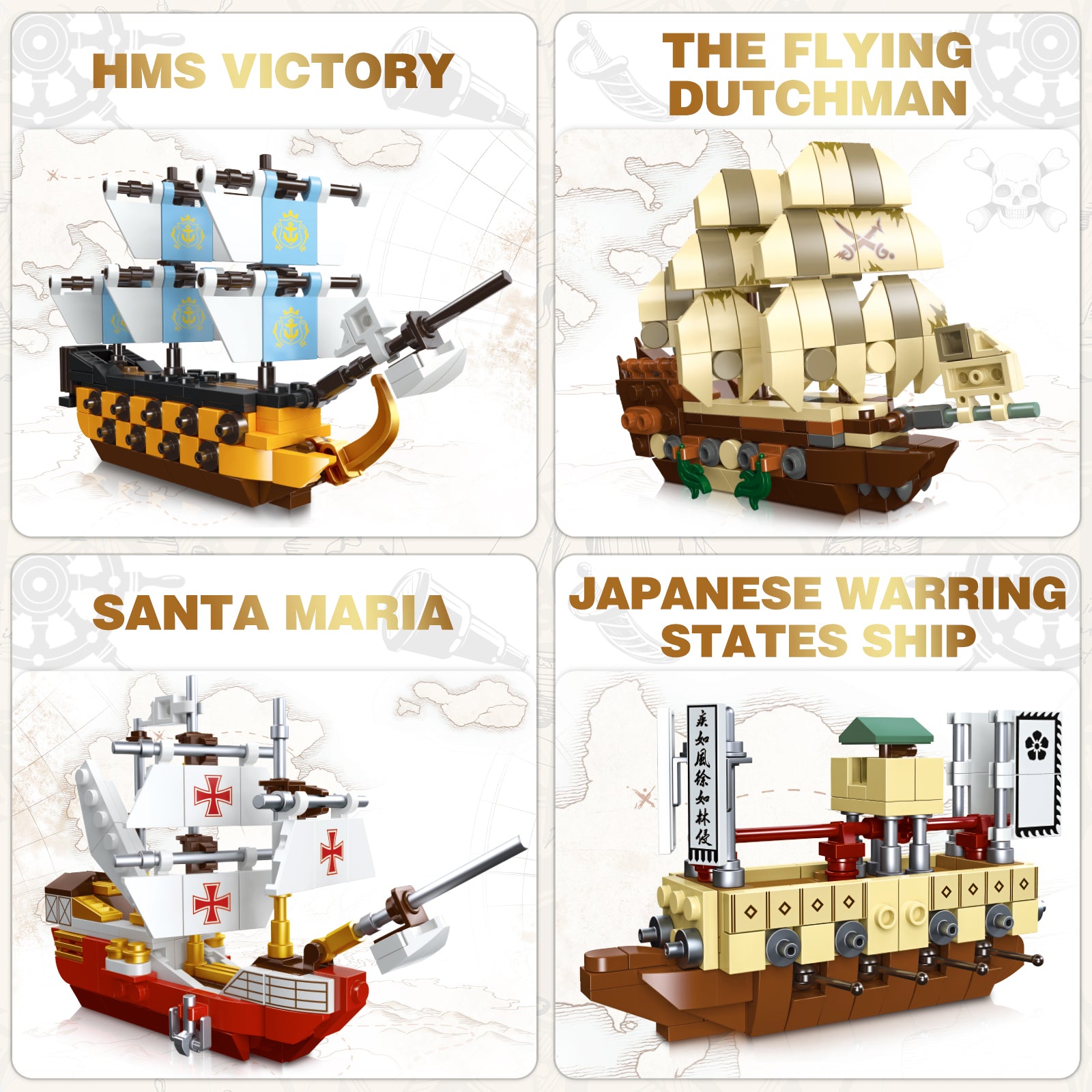 Exercise N Play Pirate Ship Toys Bricks Sets - 664 Pcs