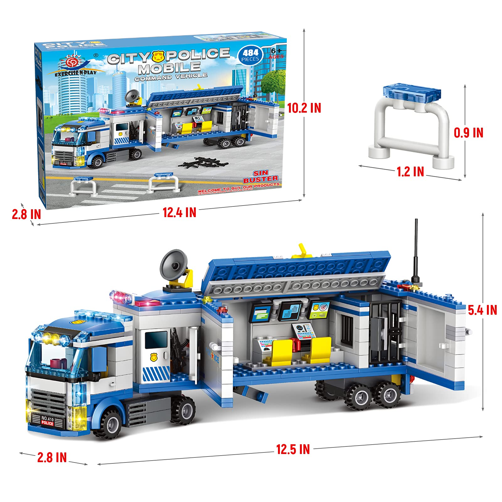 Exercise N Play Brick Minis Police Truck - 484 Pcs