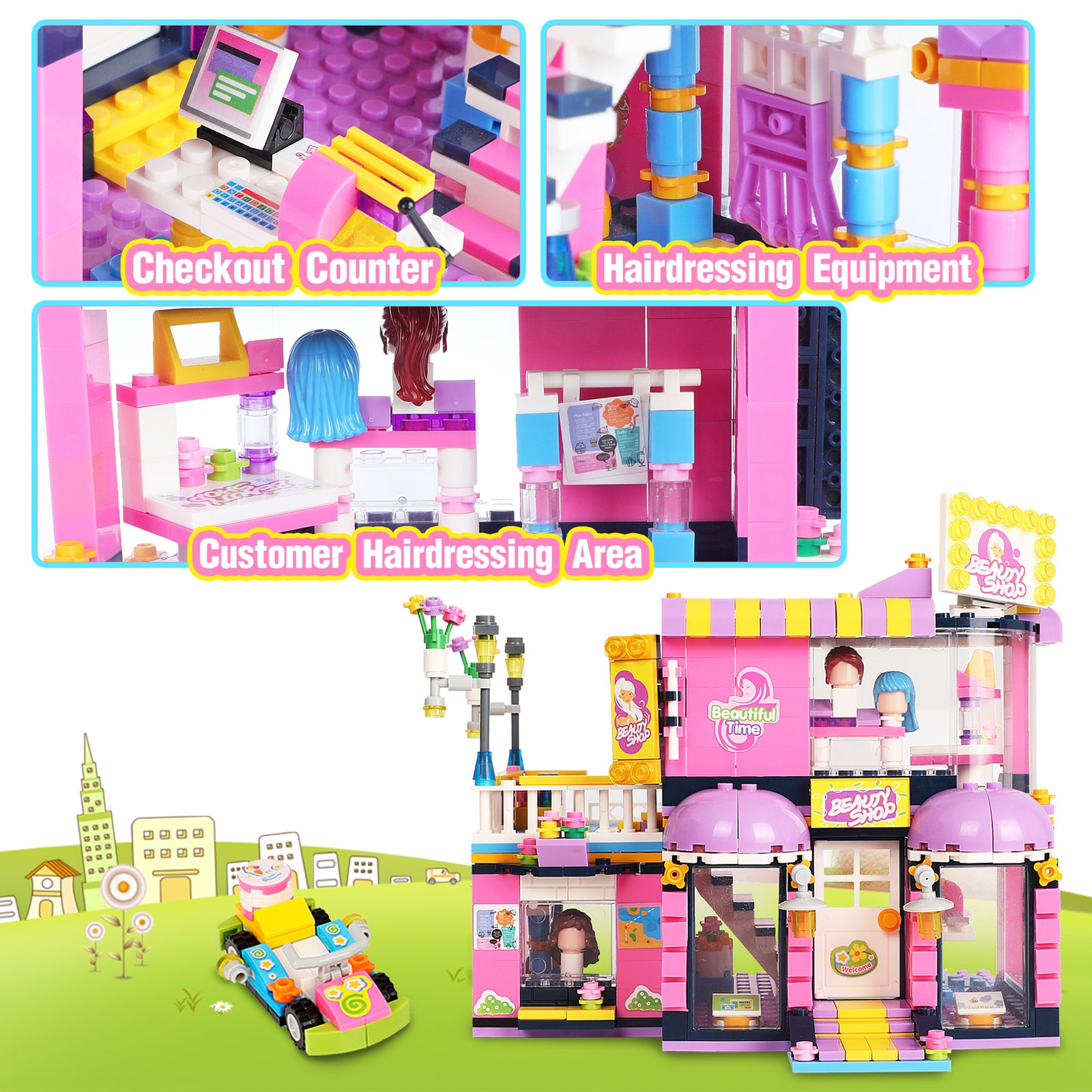 Exercise N Play City House & Barber Shop Toddler Blocks Set - 1655 Pcs