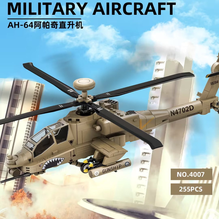 Army Apache Helicopter Block Toys - 255Pcs