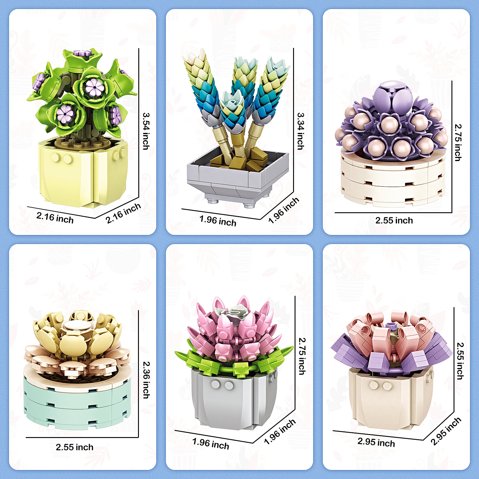 Exercise N Play Brick Minis Succulents Plants Set - 478 Pcs