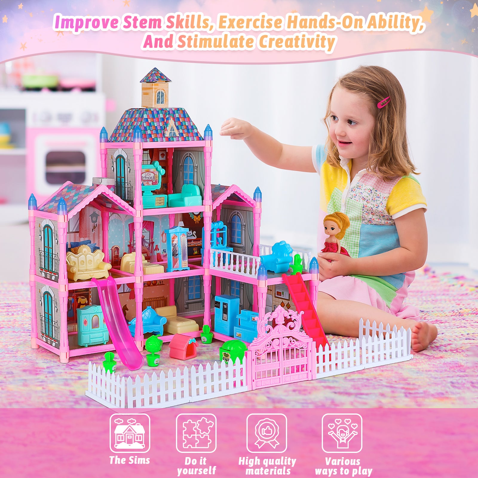 Exercise N Play Large Doll House Toddler Toys - 215 Pcs