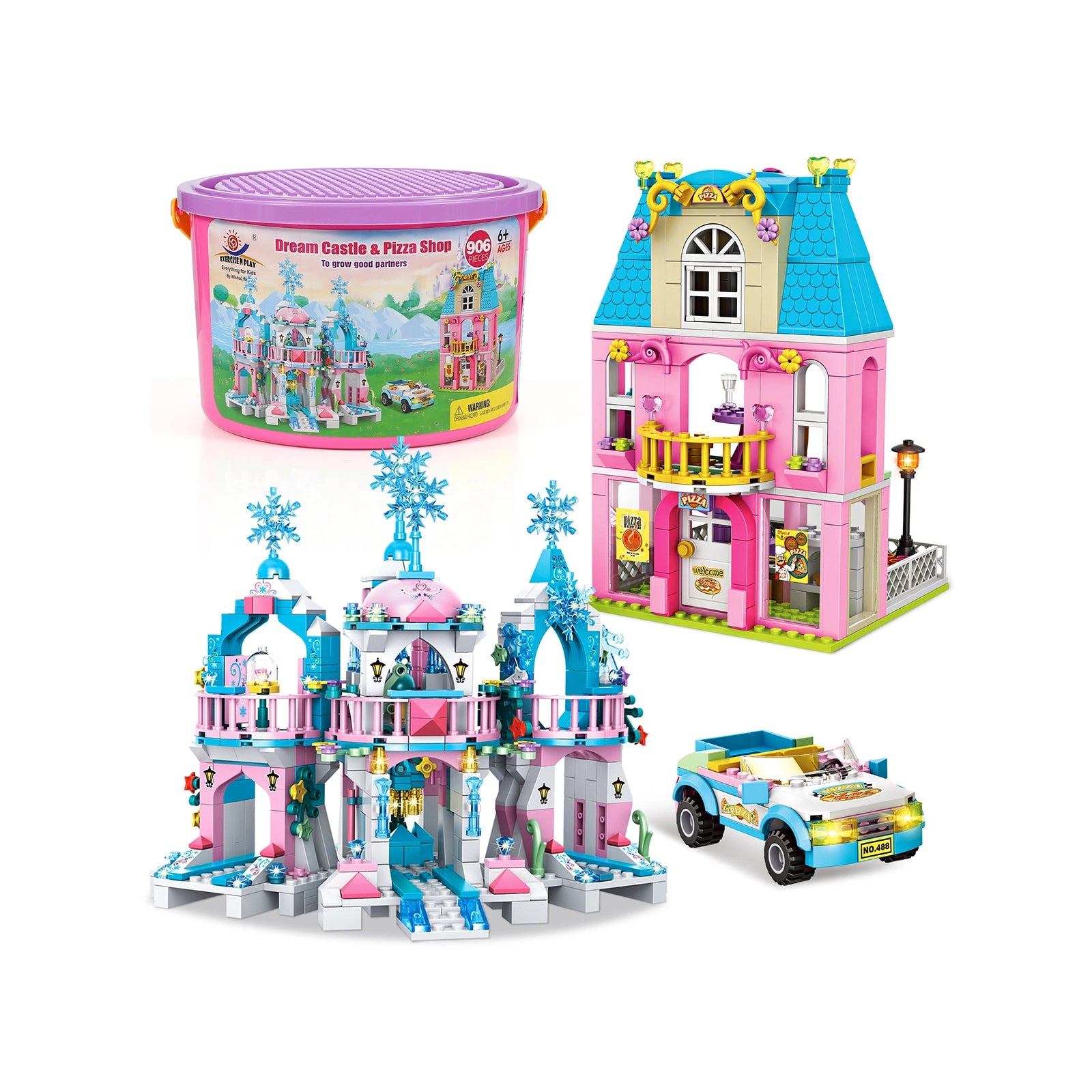 Exercise N Play Dream Princess Castle Construction Set Toys - 906 Pcs