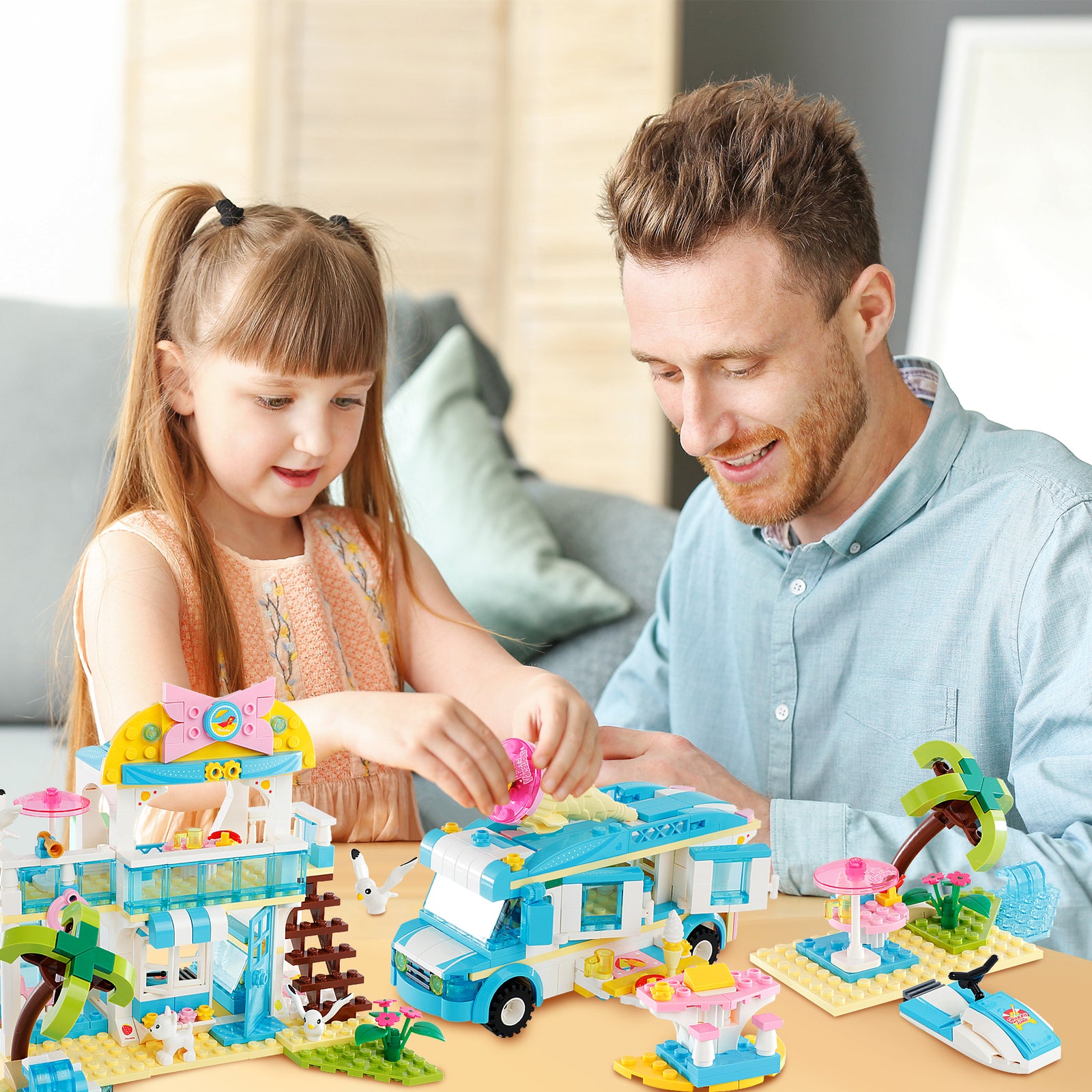 Exercise N Play Vacation Beach House Toy Bricks Sets - 948 Pcs