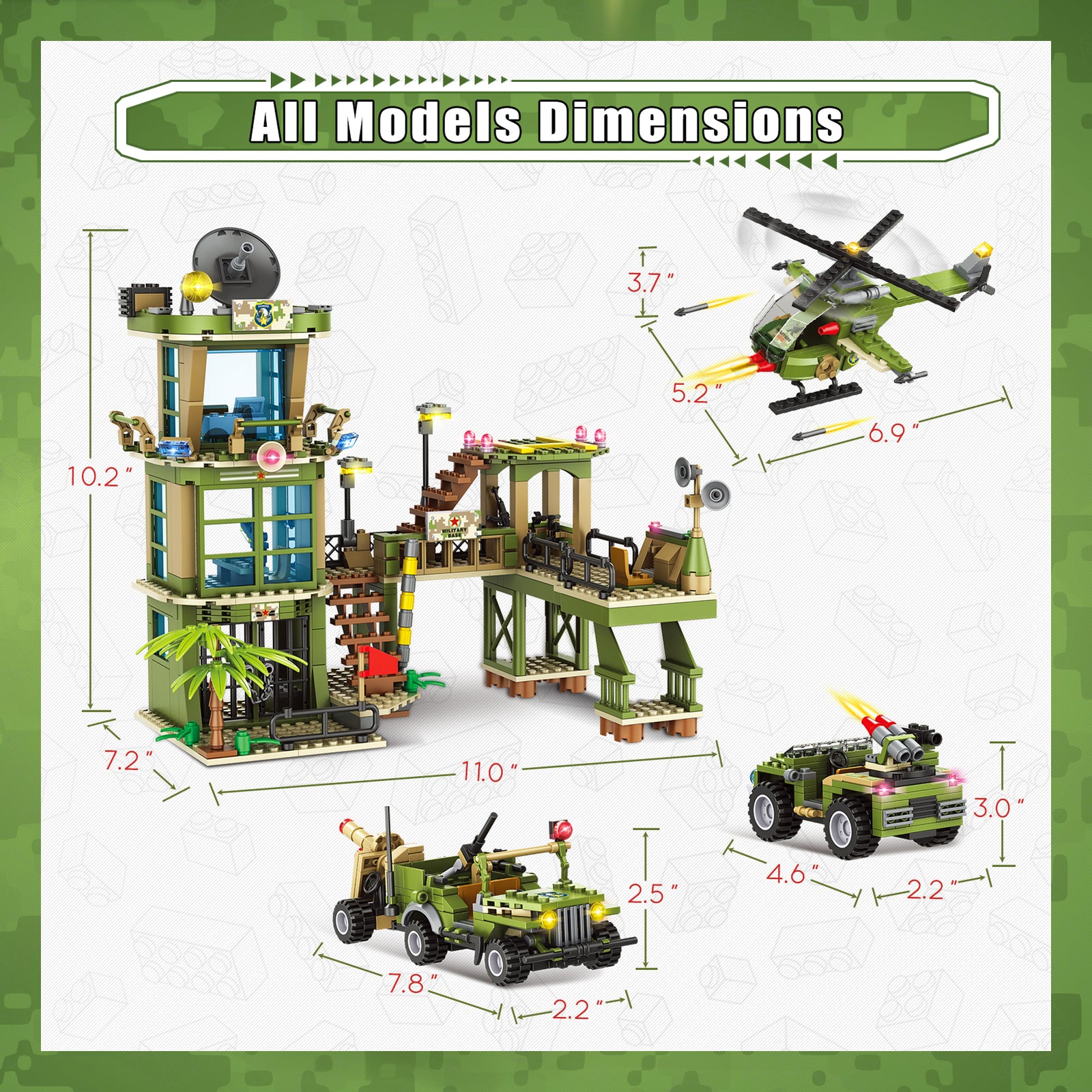 Exercise N Play Jungle Military Station Brick Set - 830 Pcs