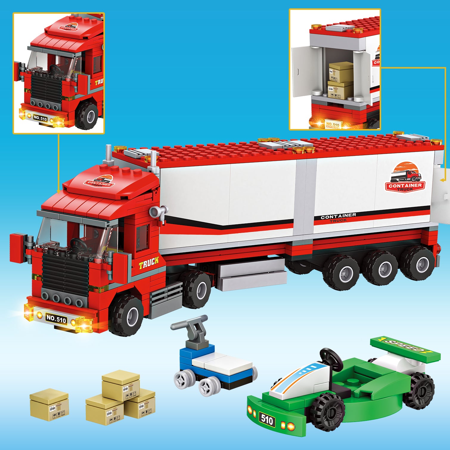 Exercise N Play Red Semi-Trailer Truck Toddler Toy - 376 Pcs