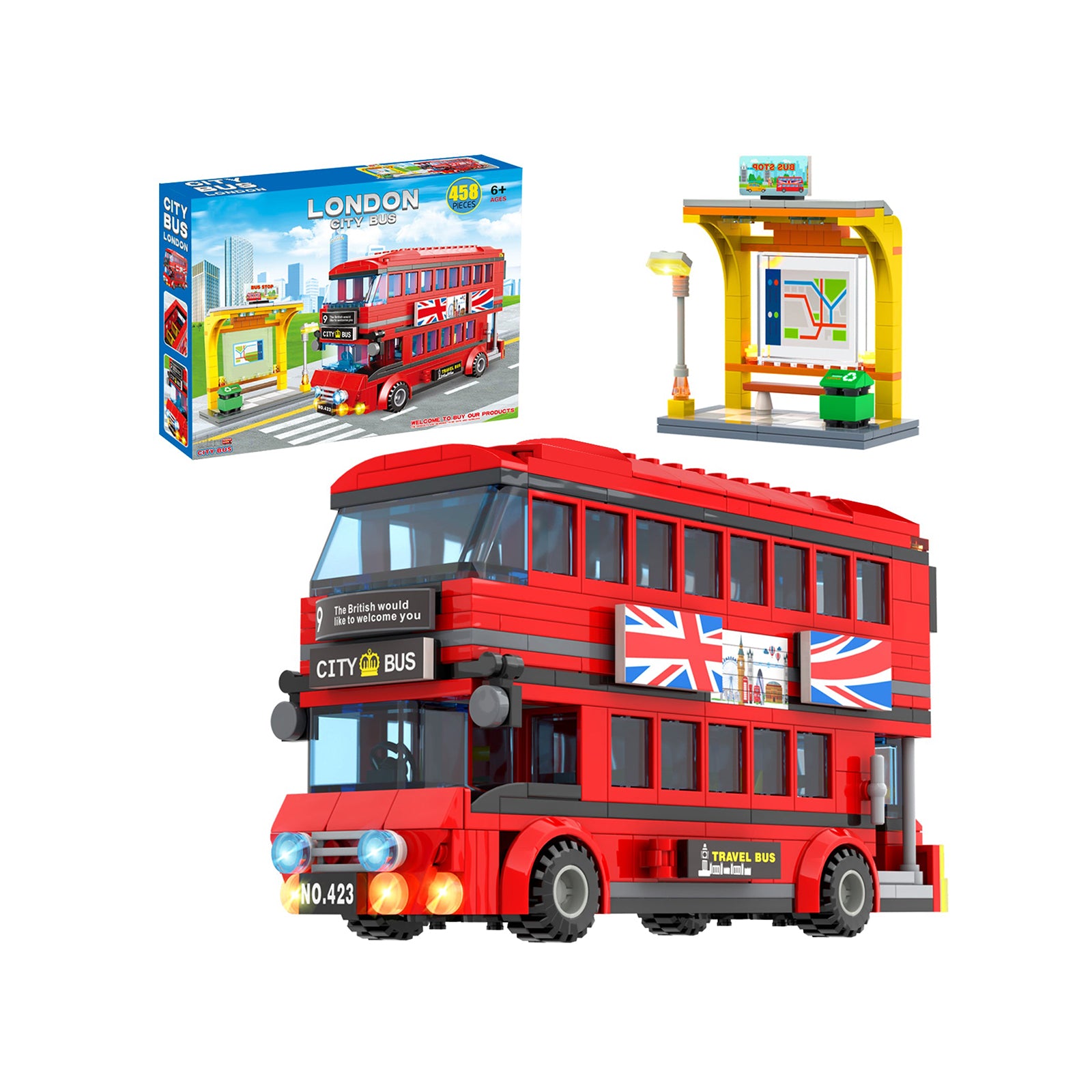 Exercise N Play Building London Tours Buses Mini Bricks Set - 458 Pcs