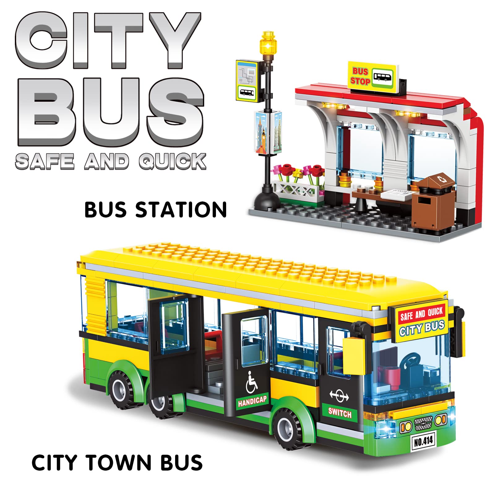 Exercise N Play City Bus Station Building Block Set - 386 Pcs