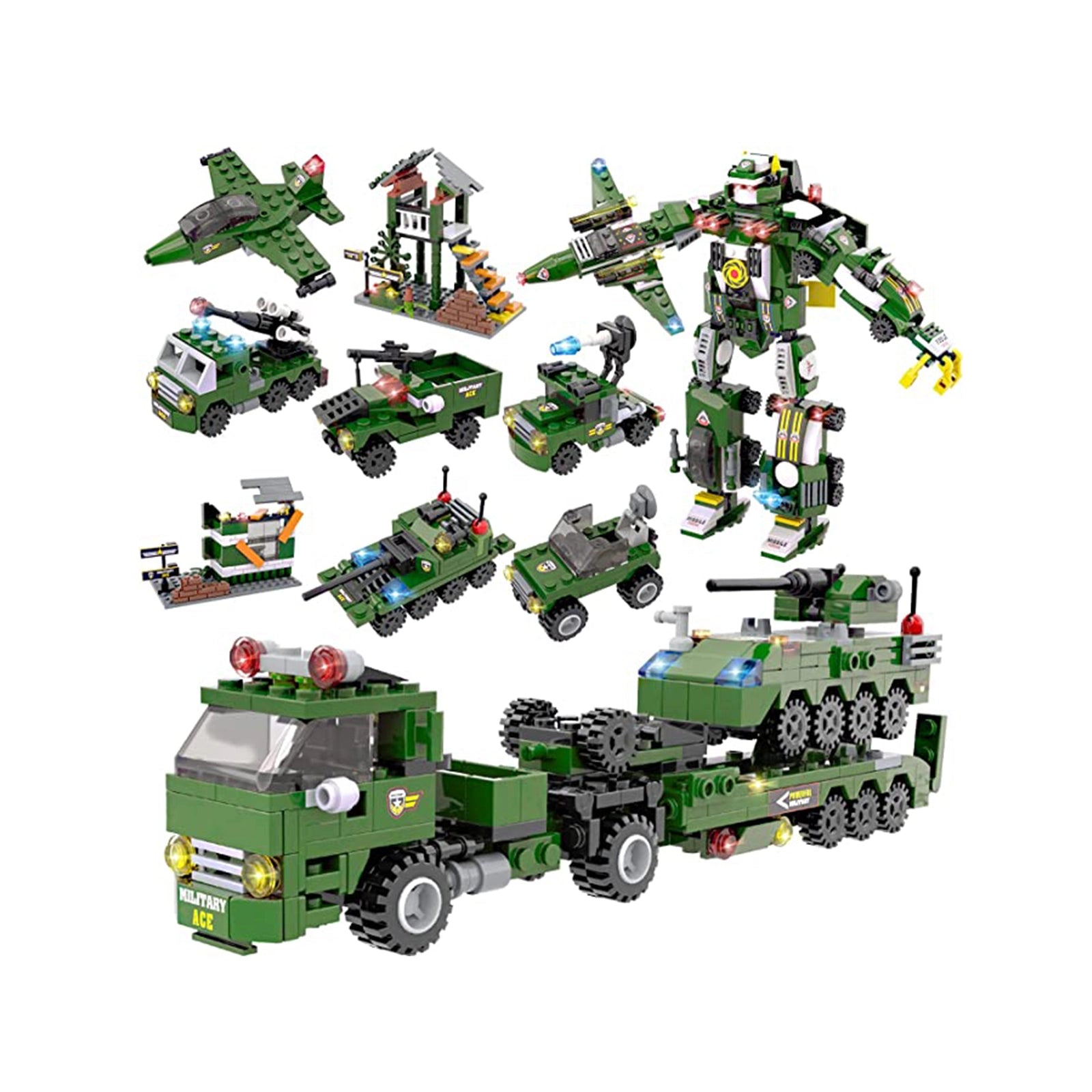 Exercise N Play Military Army Mecha Building Block Sets - 1164 Pcs