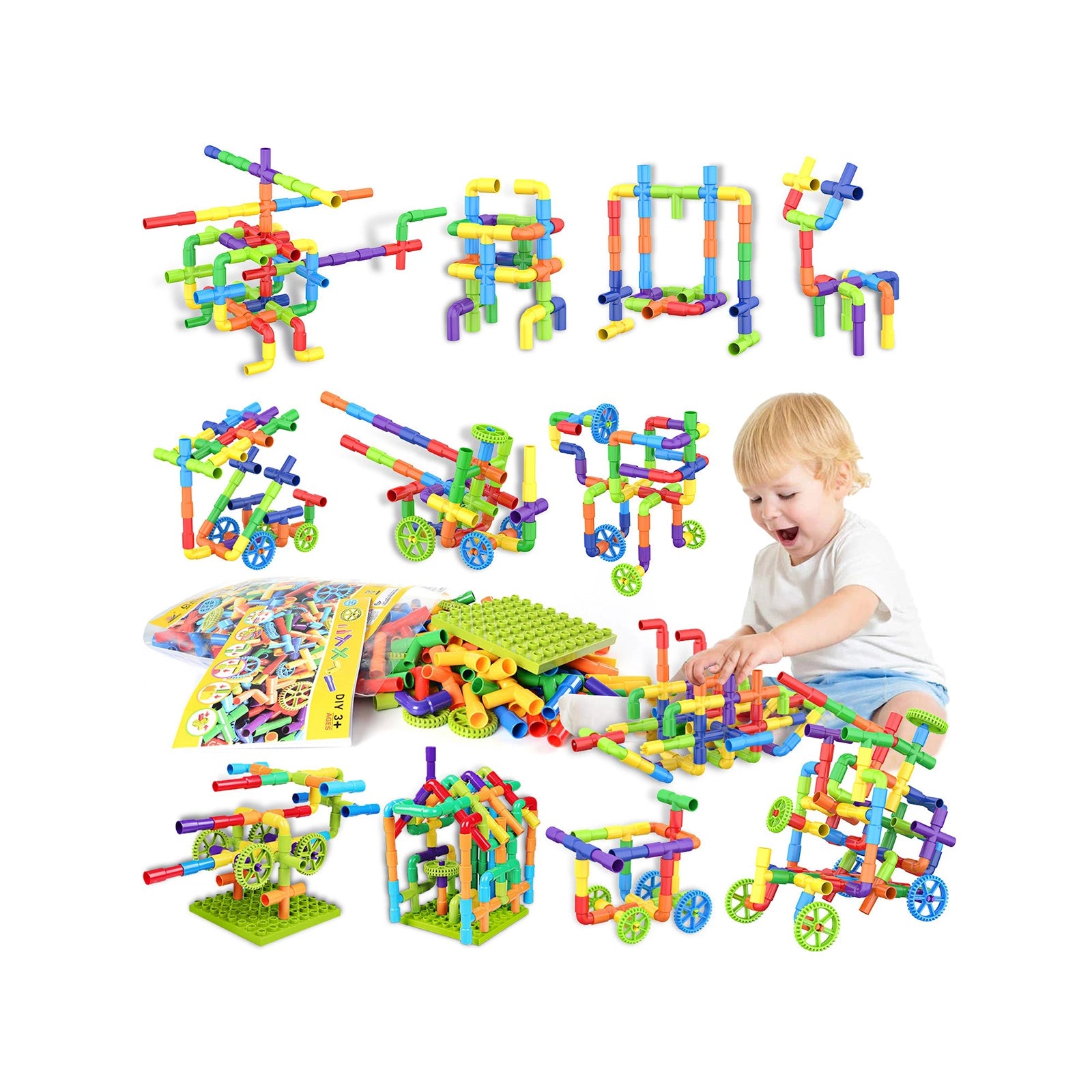 Exercise N Play STEM Educational Vehicles Toddler Toys Set - 175 Pcs