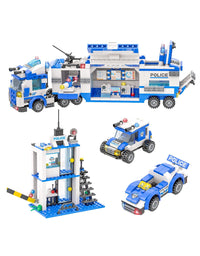 Exercise N Play Police Truck Command Center Toddler Brick Sets - 776 Pcs
