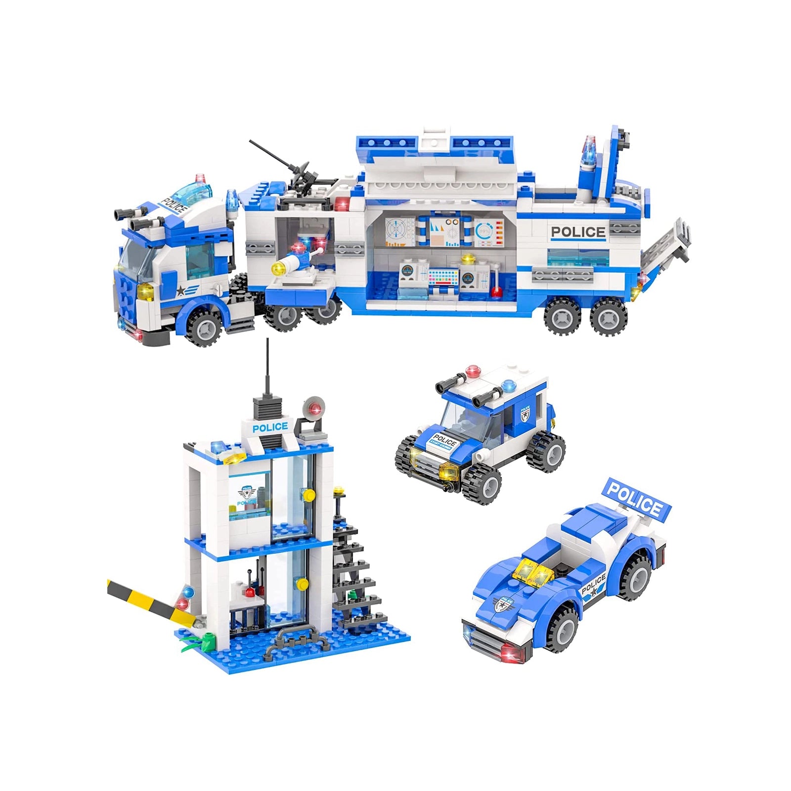 Exercise N Play Police Truck Command Center Toddler Brick Sets - 776 Pcs