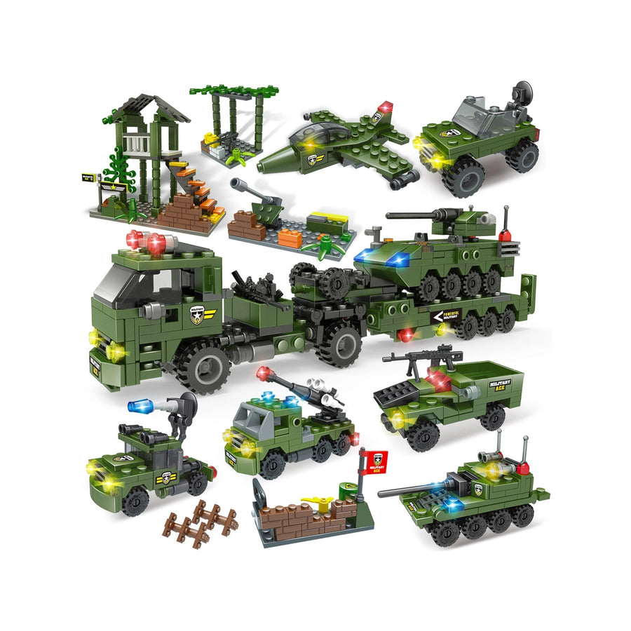 Exercise N Play Military Tank Transport Vehicle Blocks For Toddlers - 990 Pcs
