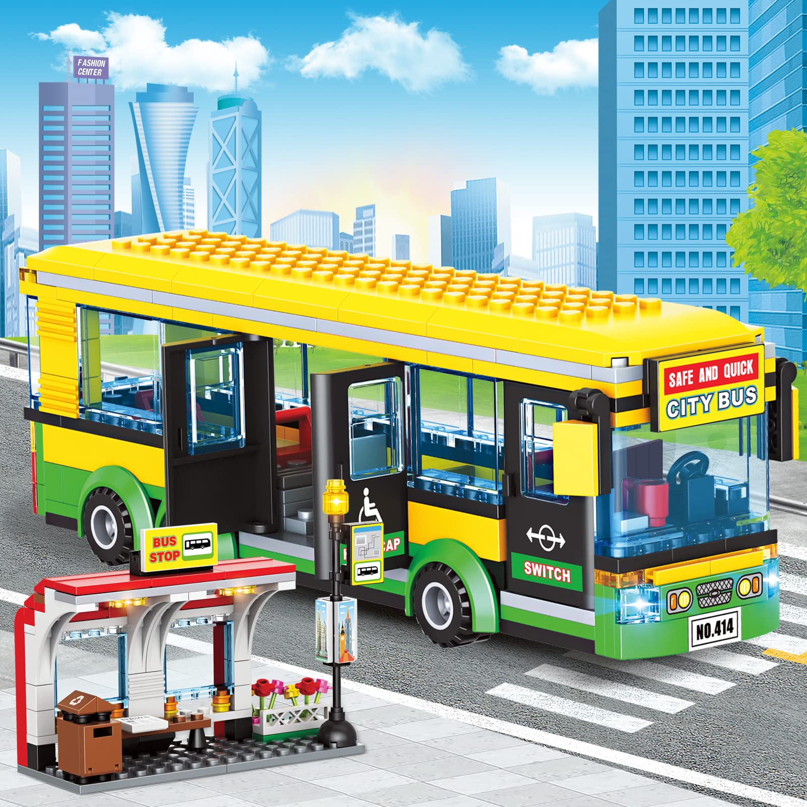 Exercise N Play City Bus Station Building Block Set - 386 Pcs