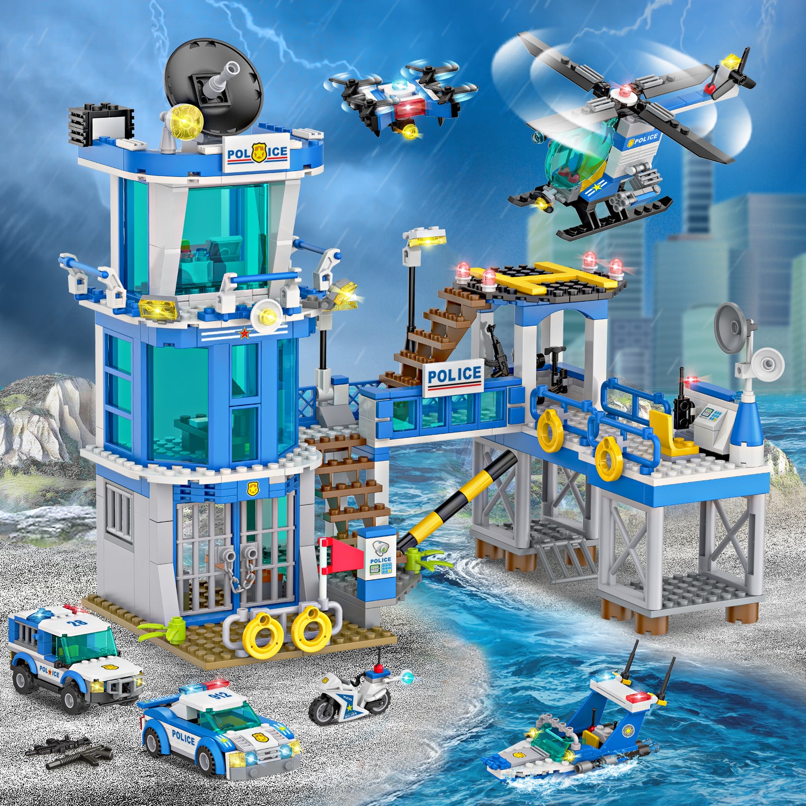 Exercise N Play Police Prison Island Blocks Bricks - 890 Pcs