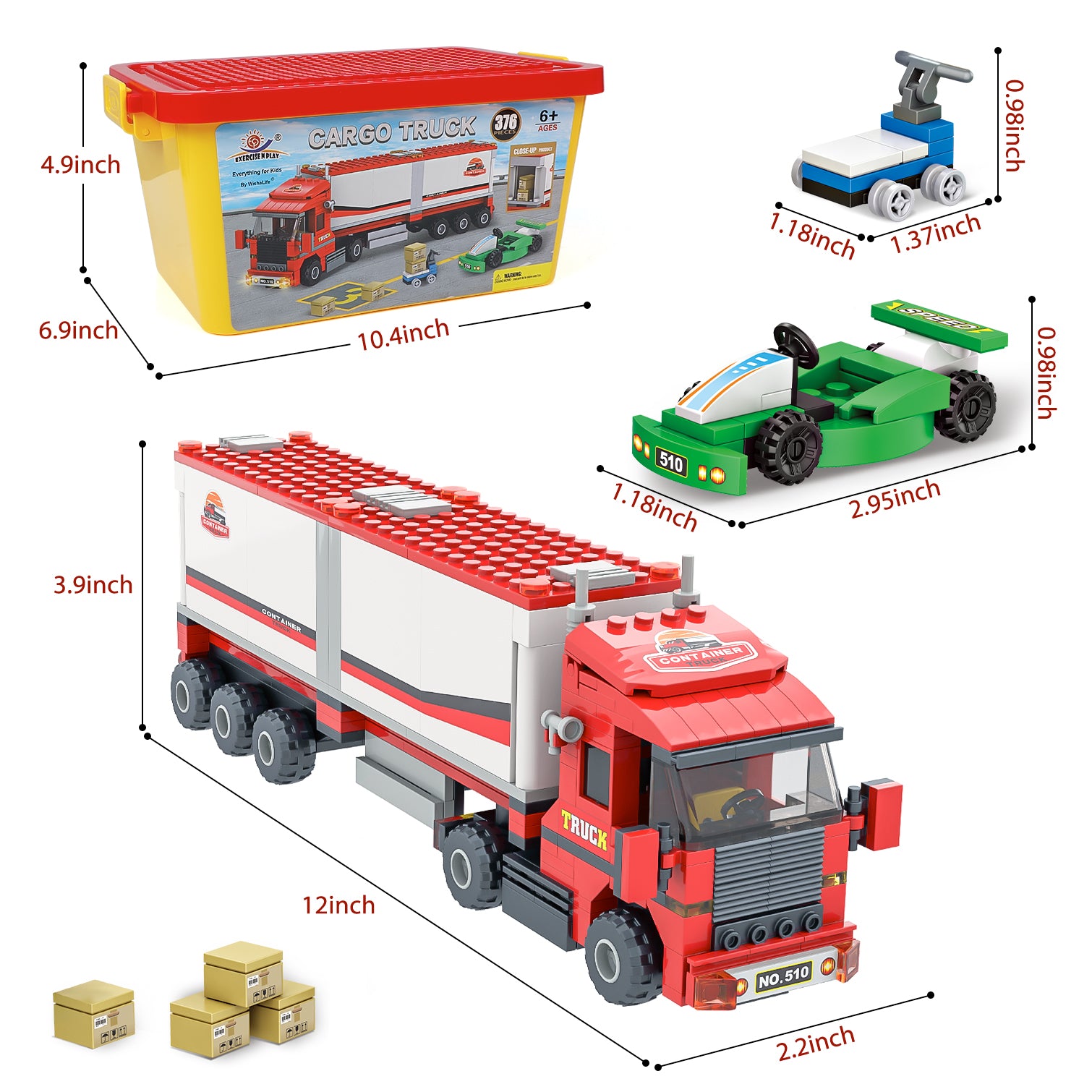 Exercise N Play Red Semi-Trailer Truck Toddler Toy - 376 Pcs