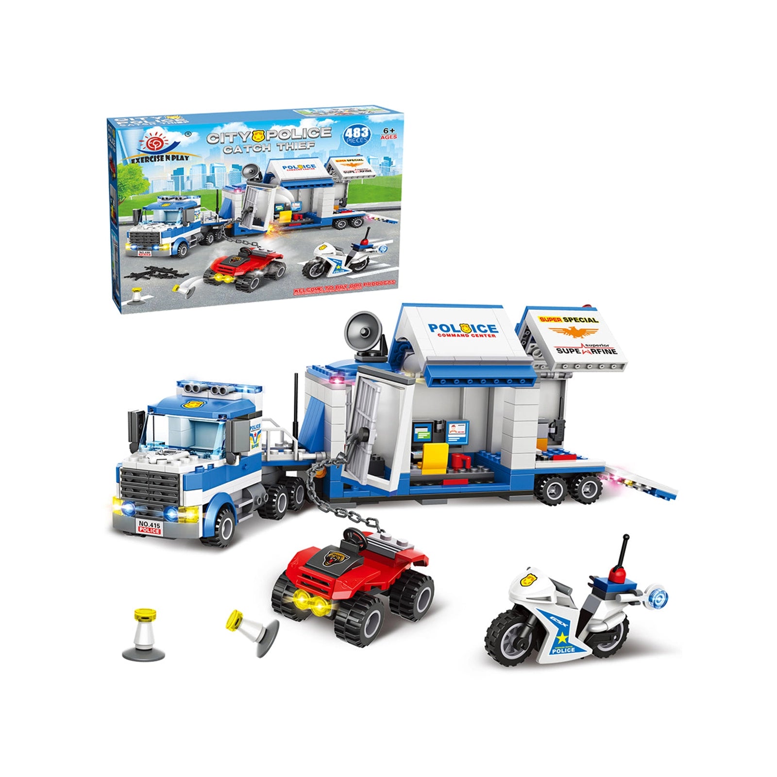 Exercise N Play Police Truck Bank Brick Sets - 483 Pcs