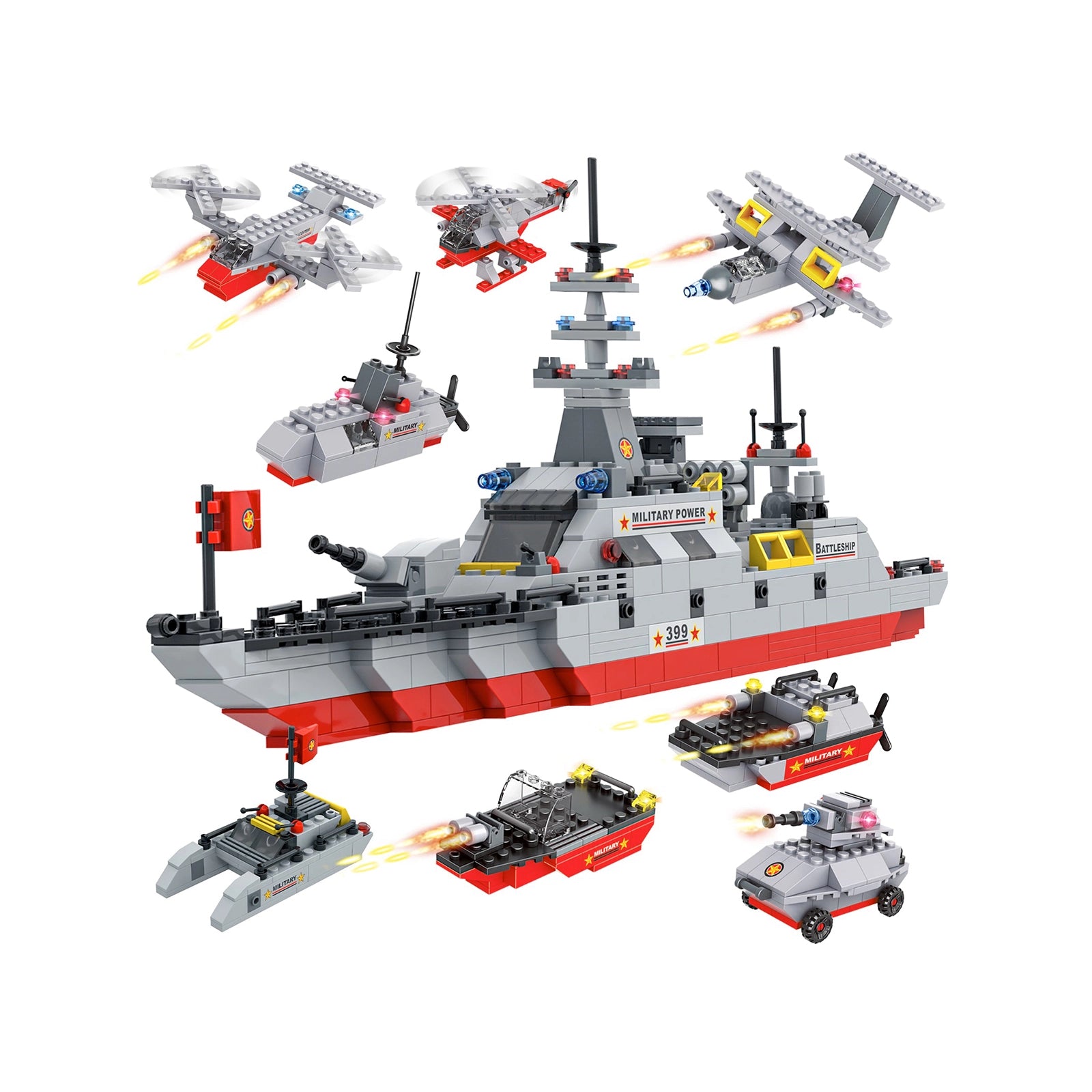 Exercise N Play Military Cruiser Ships Miniature Brick Sets - 952 Pcs