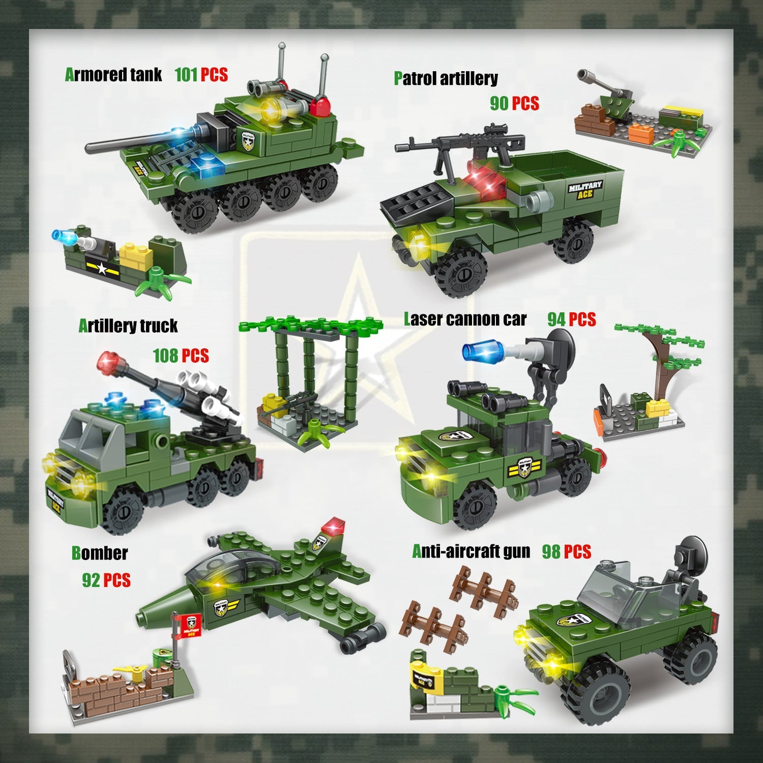 Exercise N Play Military Tank Transport Vehicle Blocks For Toddlers - 990 Pcs