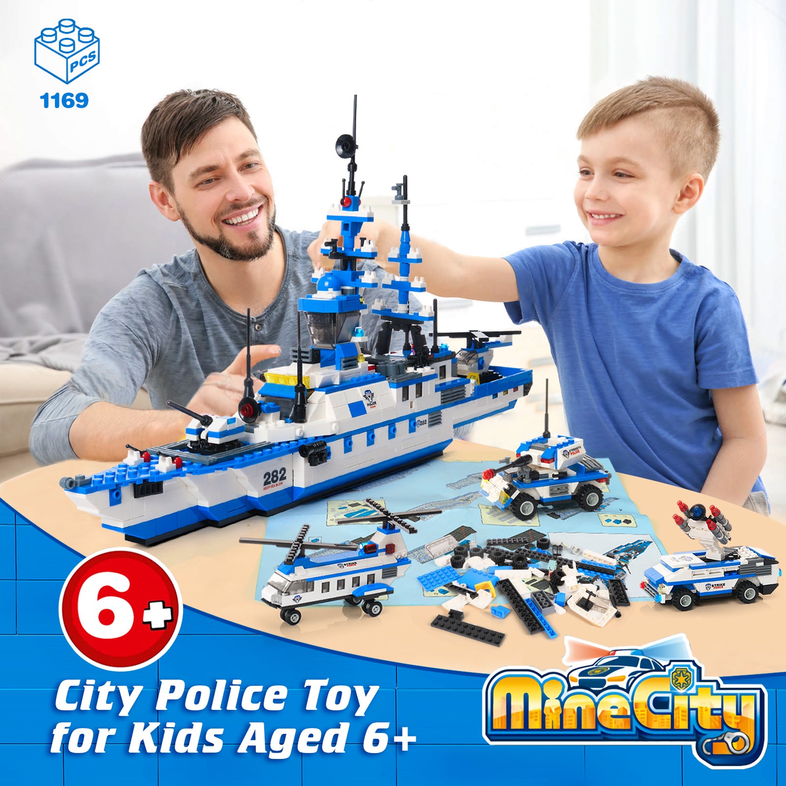 Exercise N Play Ocean Military Battleship Building Block Set - 1169 Pcs