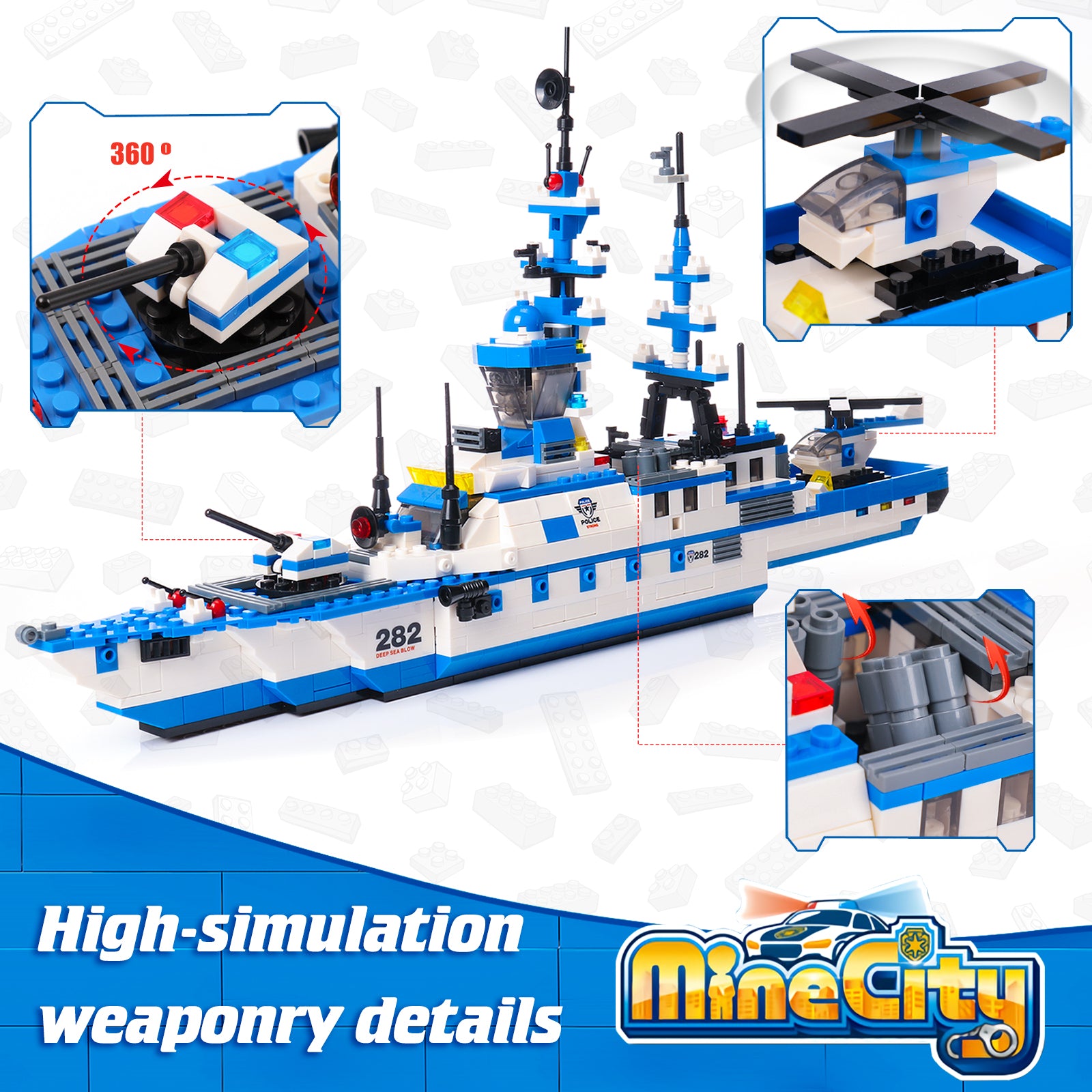 Exercise N Play Ocean Military Battleship Building Block Set - 1169 Pcs