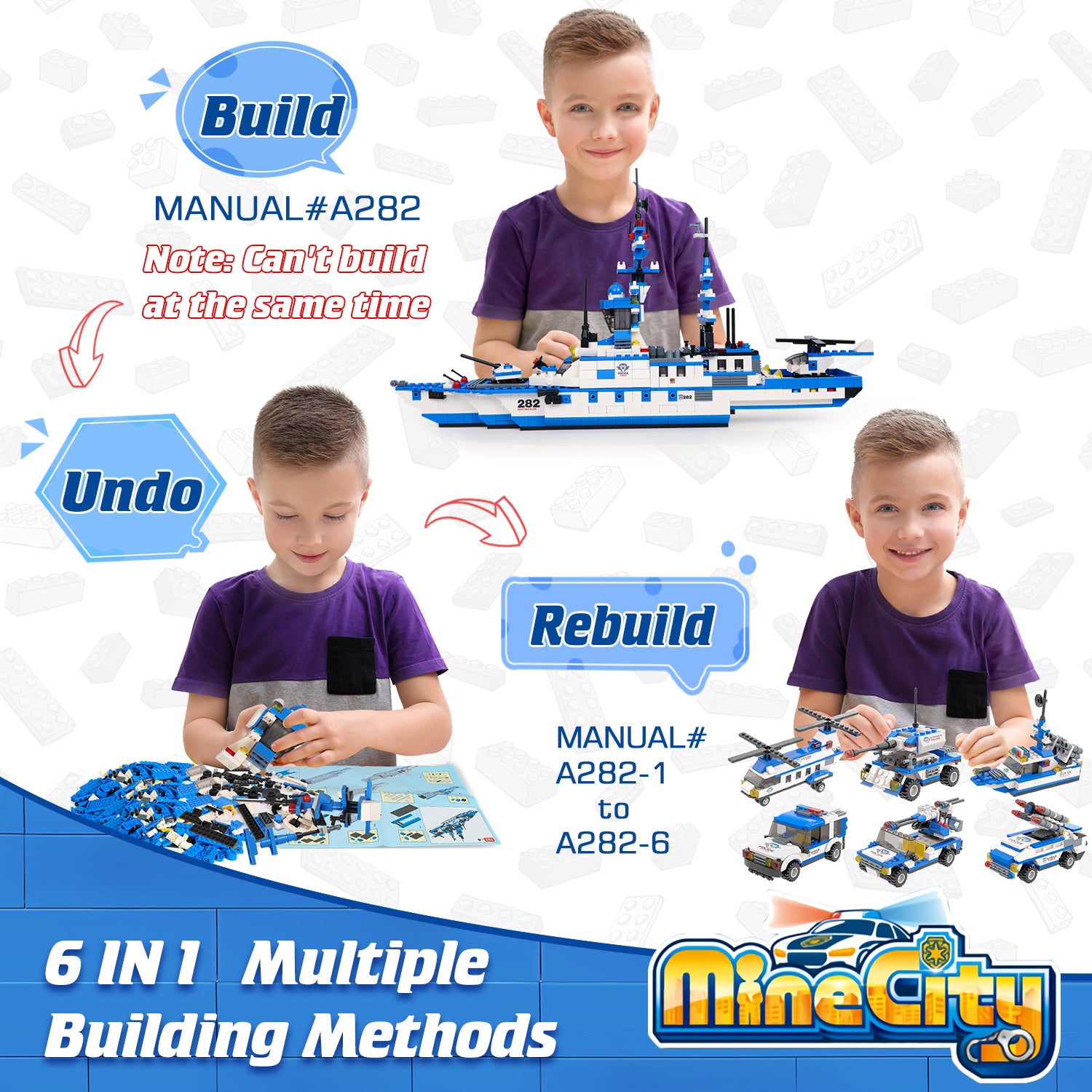 Exercise N Play Ocean Military Battleship Building Block Set - 1169 Pcs