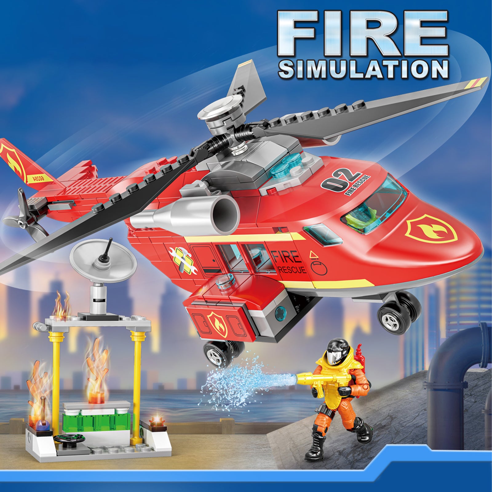 Fire Rescue Helicopter Toddler Toys Set -431Pcs