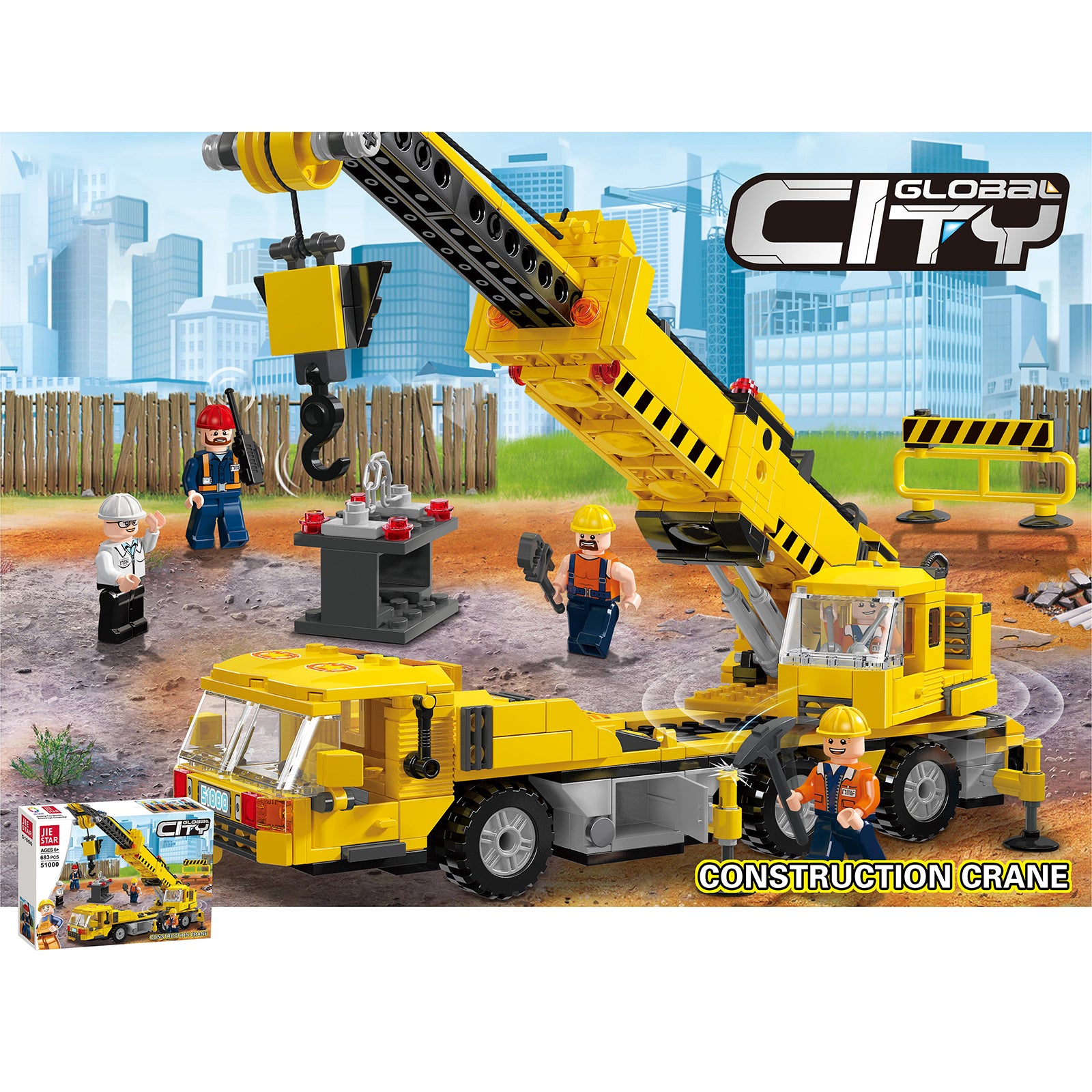 City Kids Blocks Construction Crane Toy -683Pcs