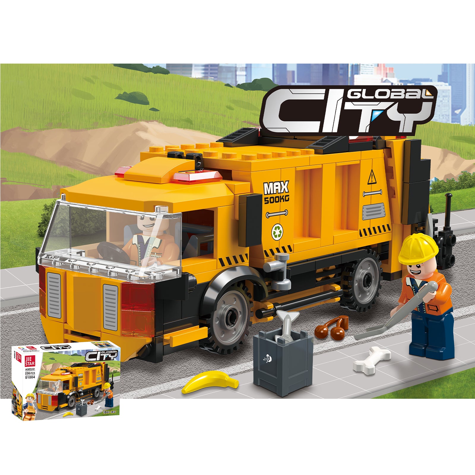 City Garbage Truck Toddler Blocks Toy -236Pcs