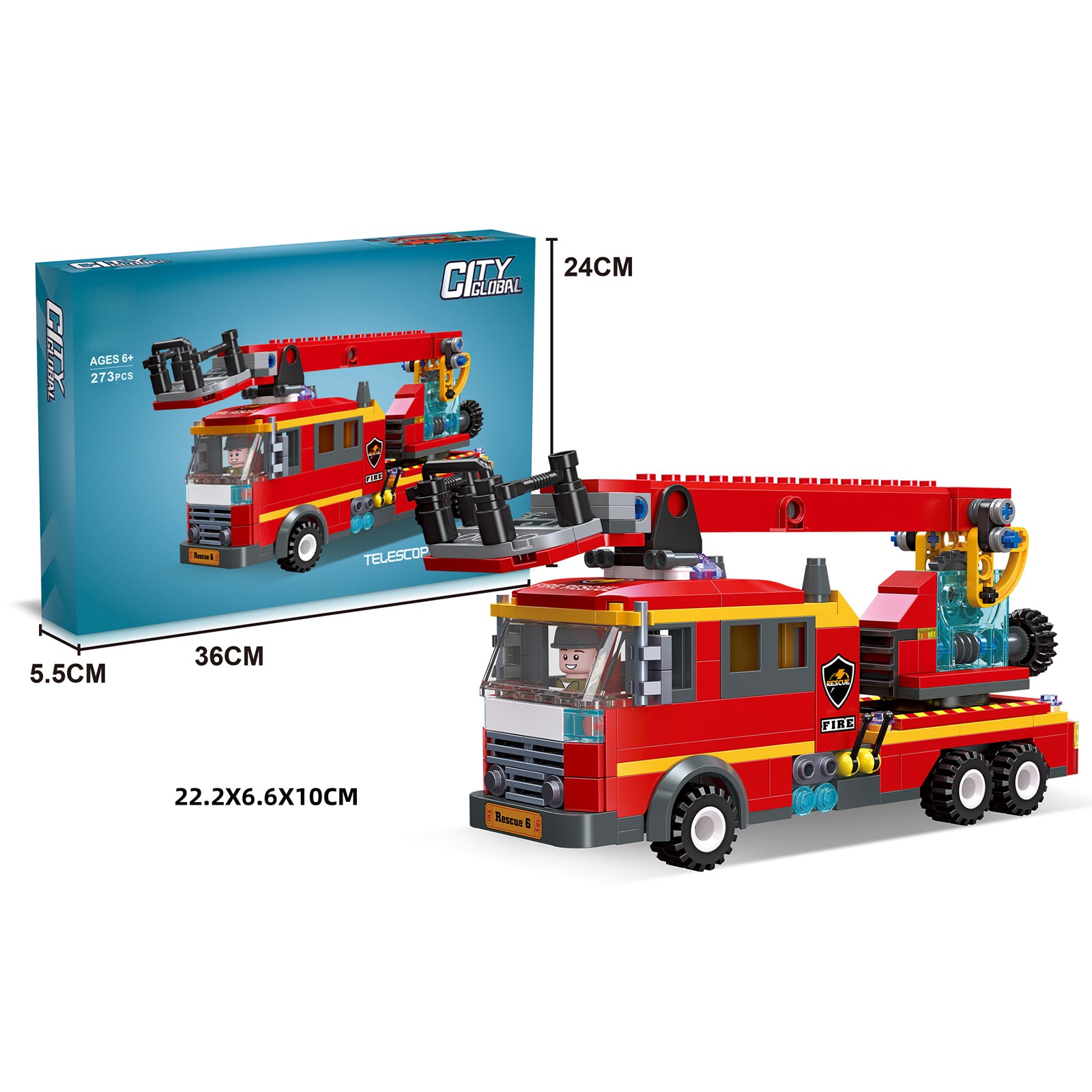 City Light Fire Truck Toy Tiny Bricks Set -273Pcs