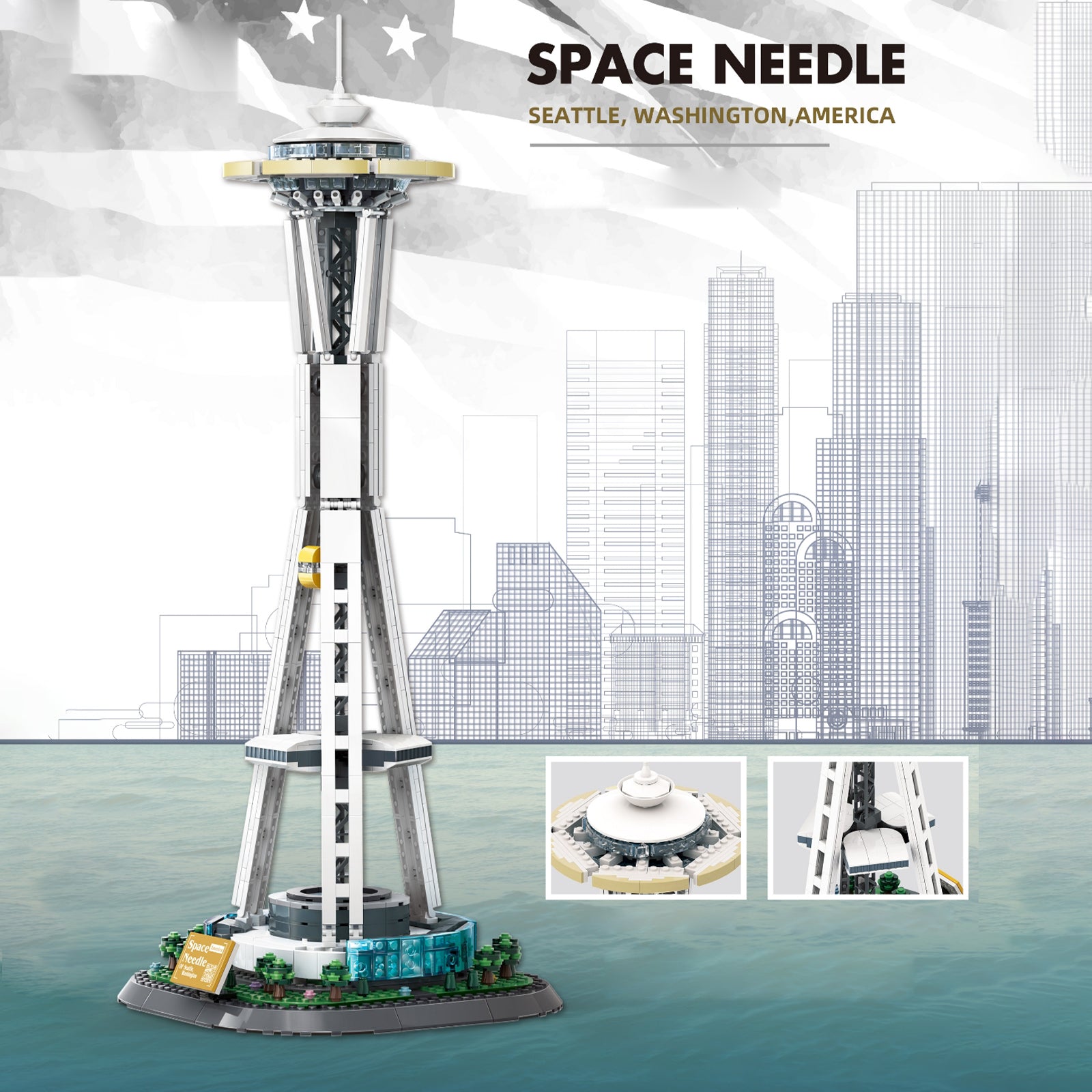 Seattle Space Needle Building Block Toys -1075Pcs