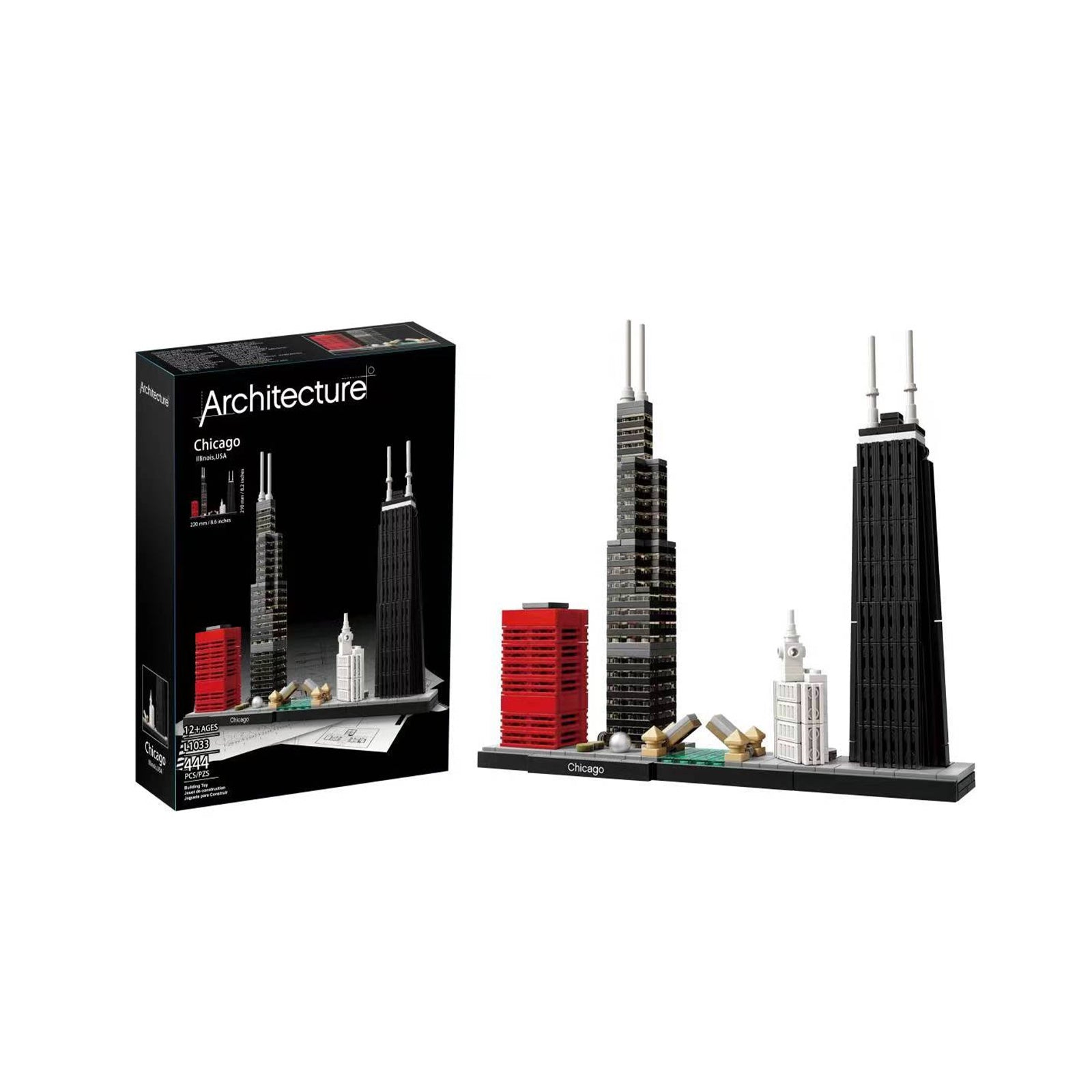 City Skyline Architecture Builder Bricks Toy Set